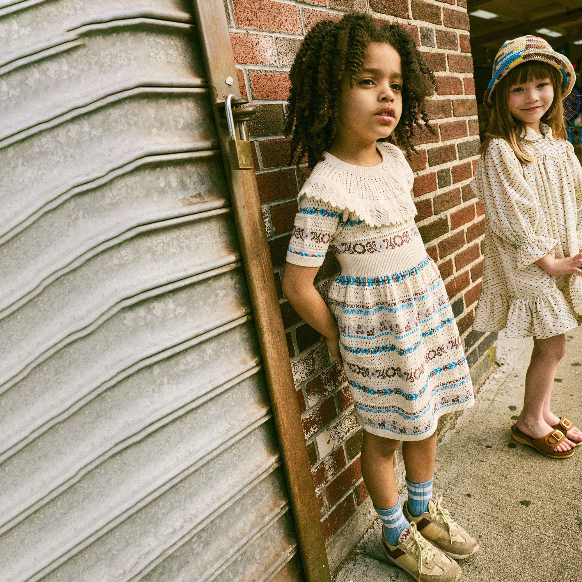 Misha & Puff-Girls Nadia Dress Marzipan Eyelet Ribbon