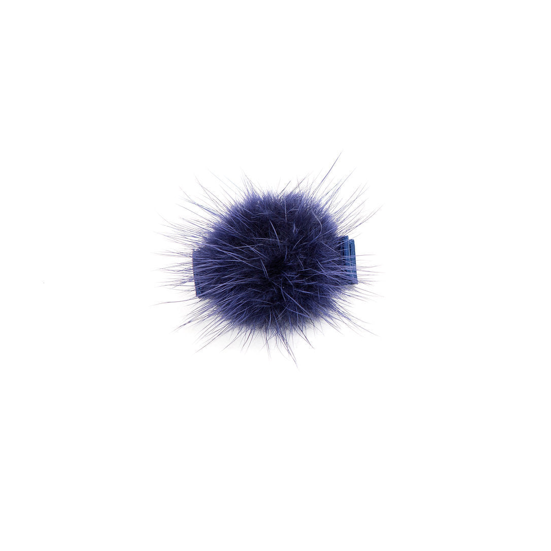 Olilia-Small Mink Puff Clip-Navy