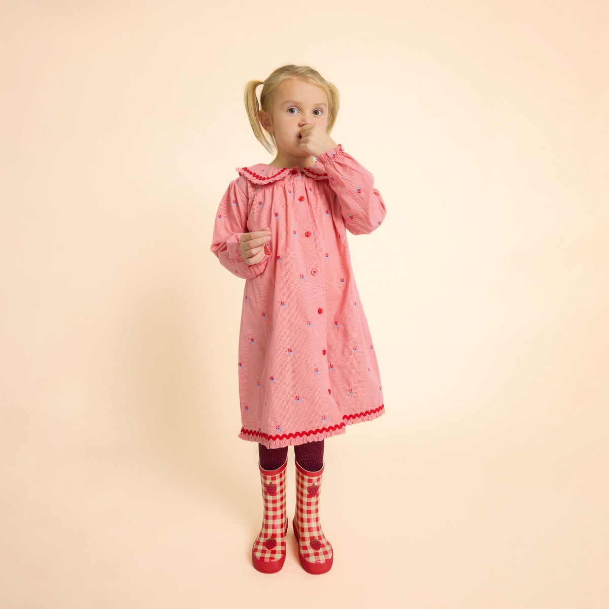 Flöss-Girl Sonja Dress Pink Rose Gingham