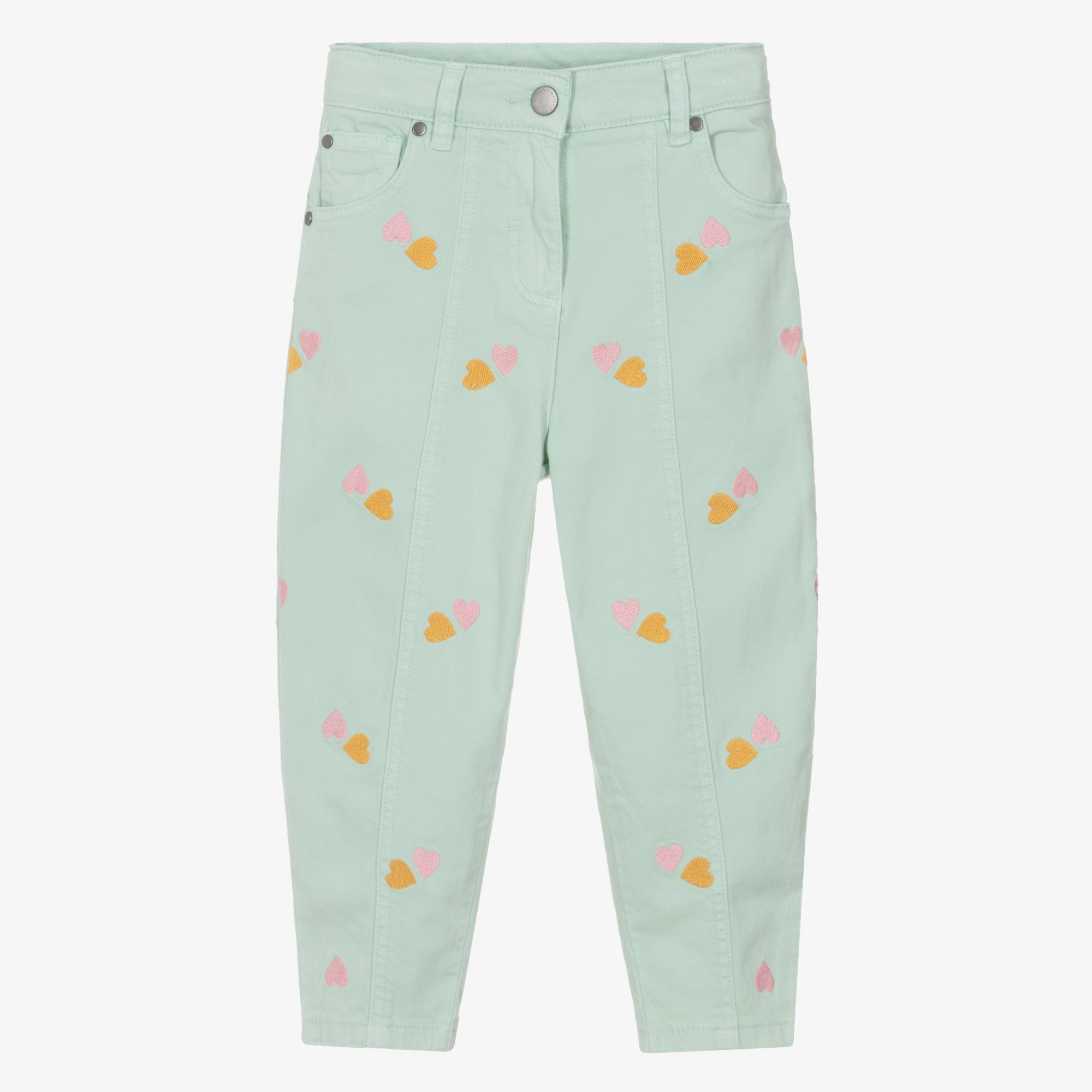 Stella McCartney Kids-Girl Gabardine Ricamata Hearts Pants
