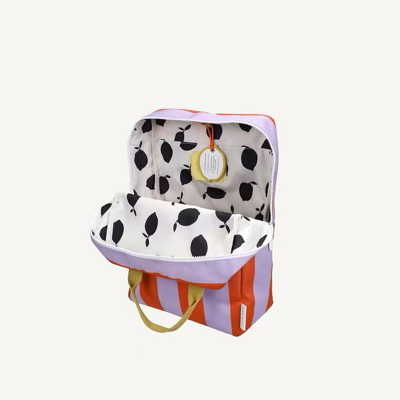 Sticky Lemon backpack large | lemon tree | stripes | campfire orange + dewy lilac