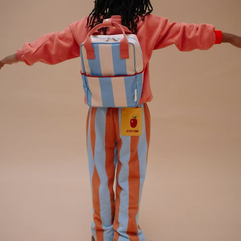 Sticky Lemon backpack small | lemon tree | stripes | cloud blue + twiggy beige