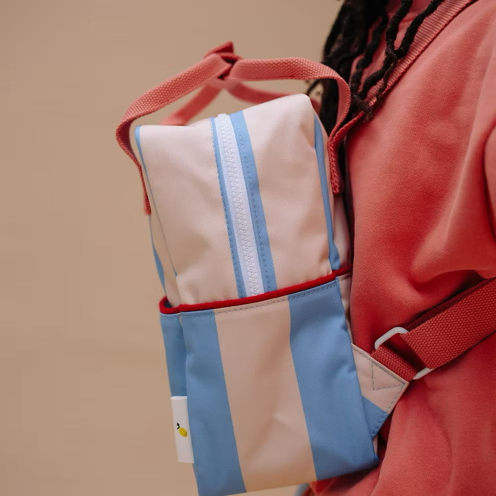 Sticky Lemon backpack small | lemon tree | stripes | cloud blue + twiggy beige