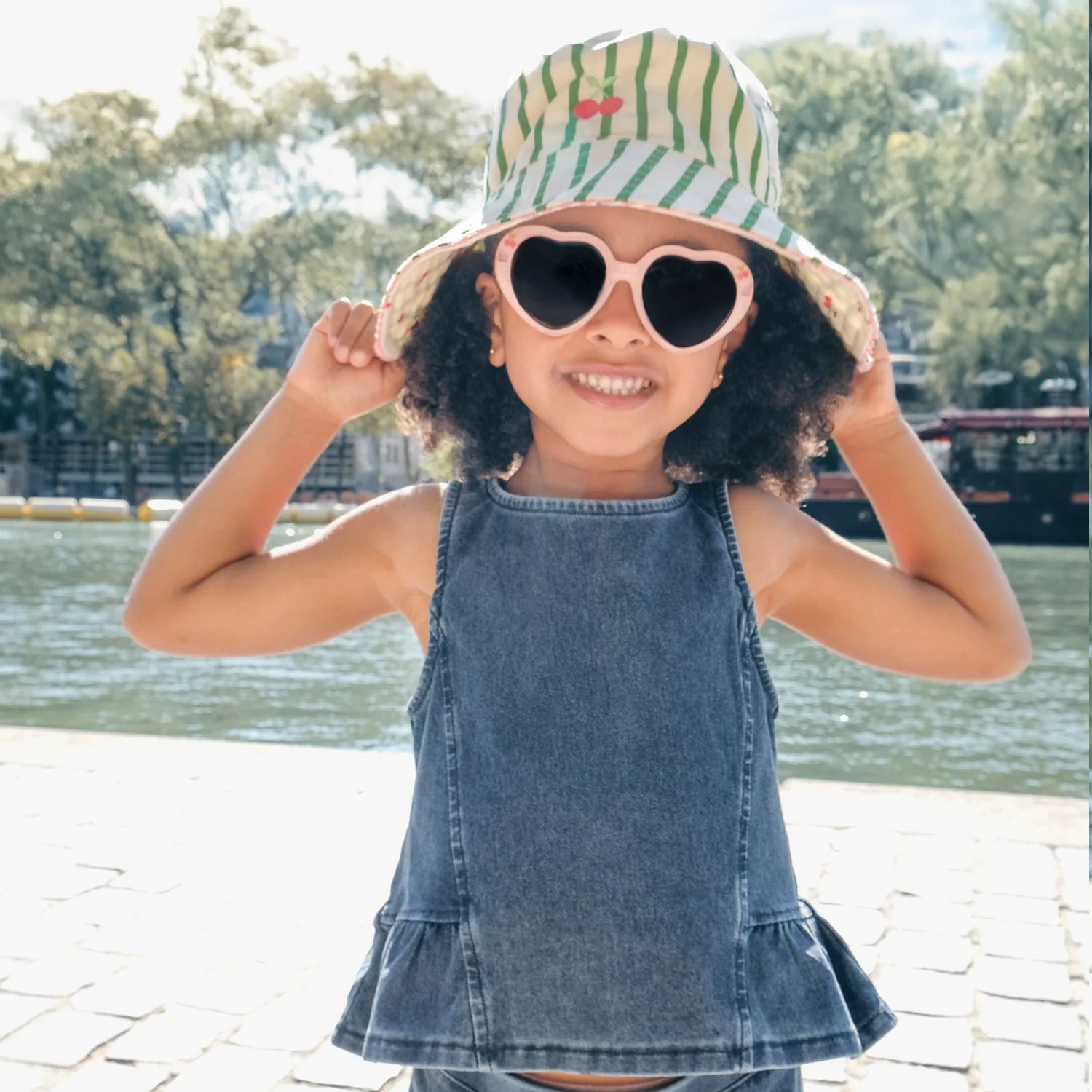 Rockahula Kids-Cherry Kiss Stripy Reversible Sun Hat