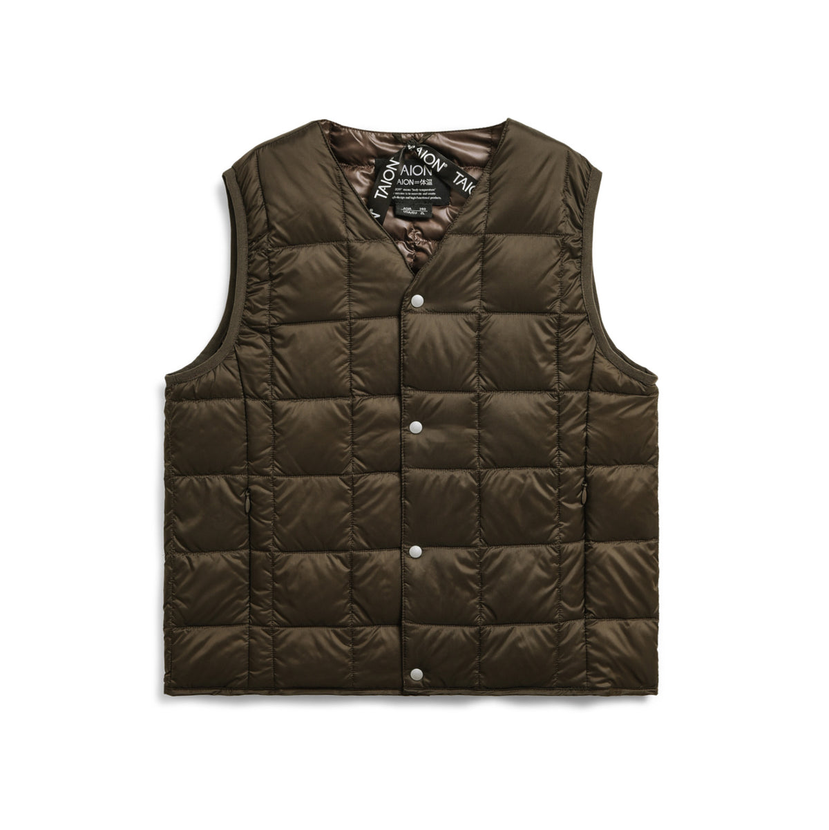 Taion-Kids V Neck Button Down Vest D.Choco