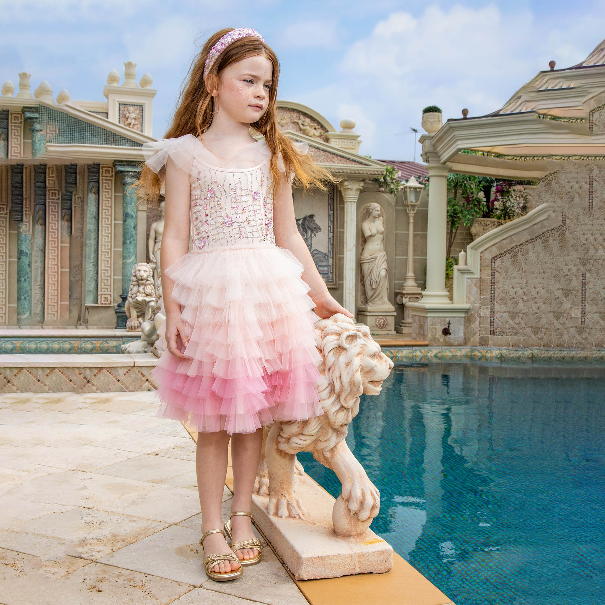 Tutu Du Monde-Girls Coral Cascade Tutu Dress Pearl Mix
