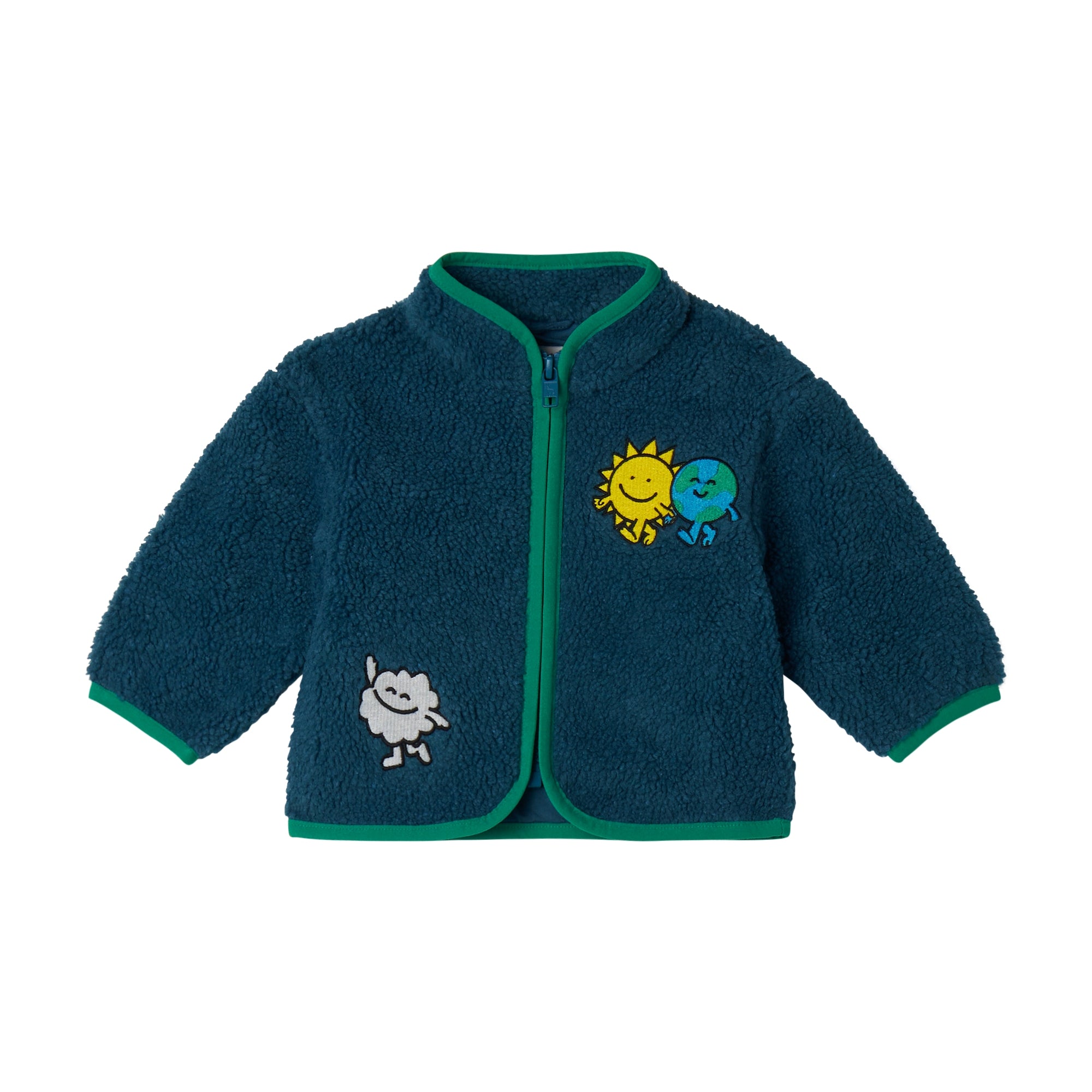 Stella McCartney Kids-Baby Boy Teddy Jacket With Stay Earthy Embro Gang Blue