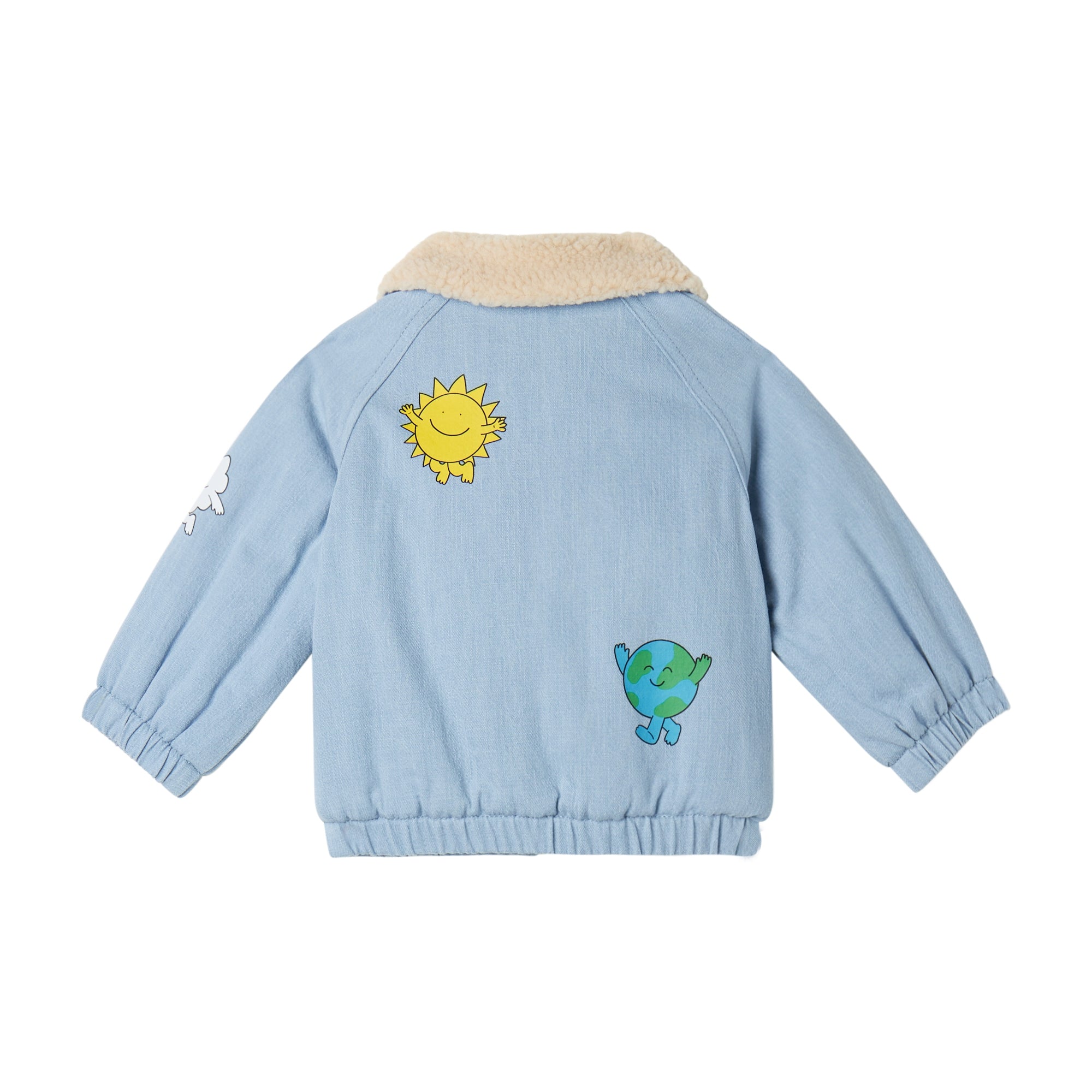 Stella McCartney Kids-Baby Boy Denim Jacket With Stay Earthy Gang Print Blue