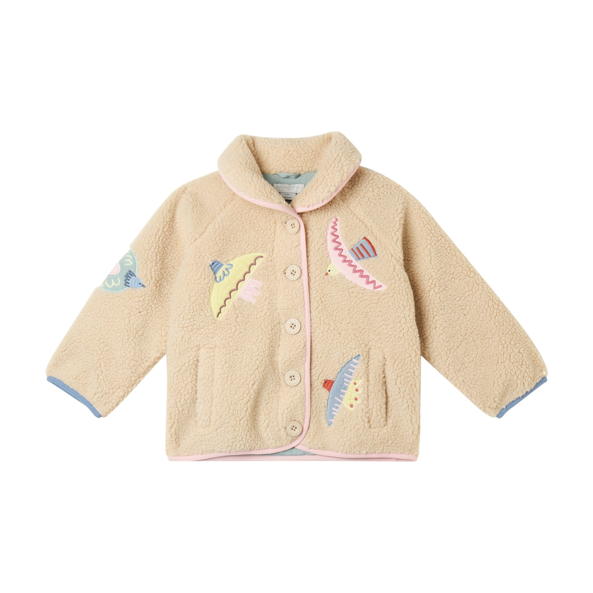 Stella McCartney Kids-Girl Teddy Jacket With Birds Patch Beige