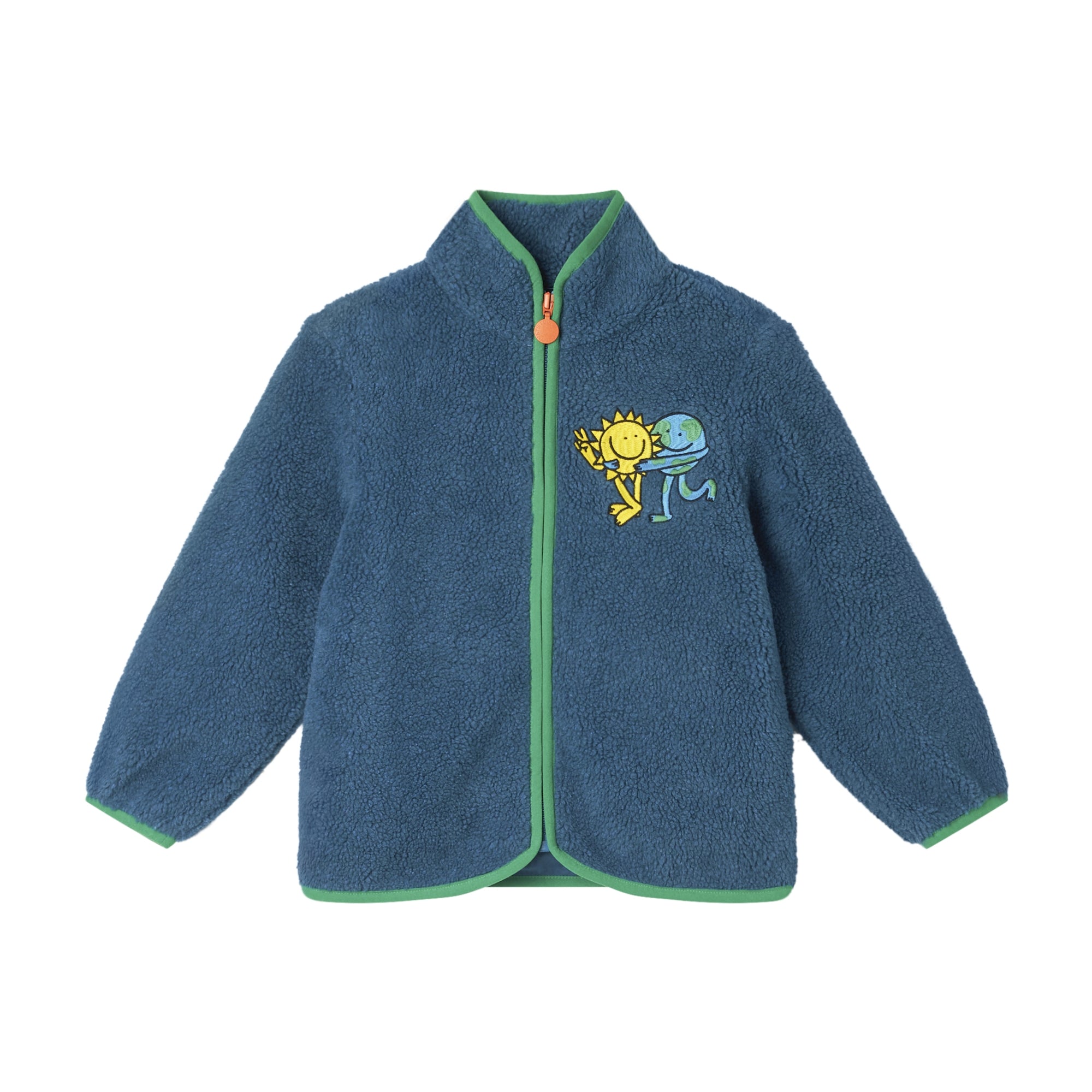 Stella McCartney Kids-Boy Teddy Jacket With Stay Earthy Gang Print Blue