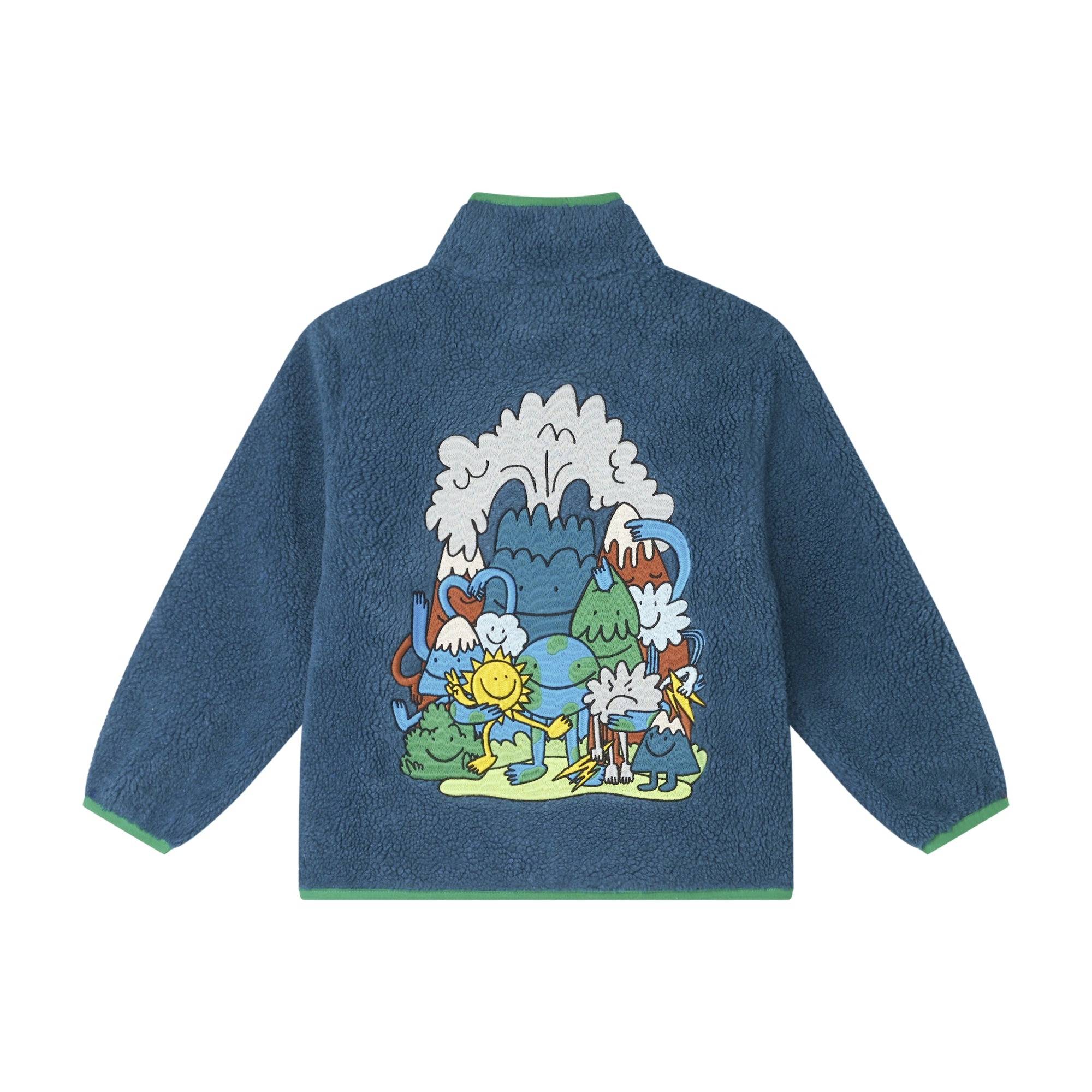 Stella McCartney Kids-Boy Teddy Jacket With Stay Earthy Gang Print Blue