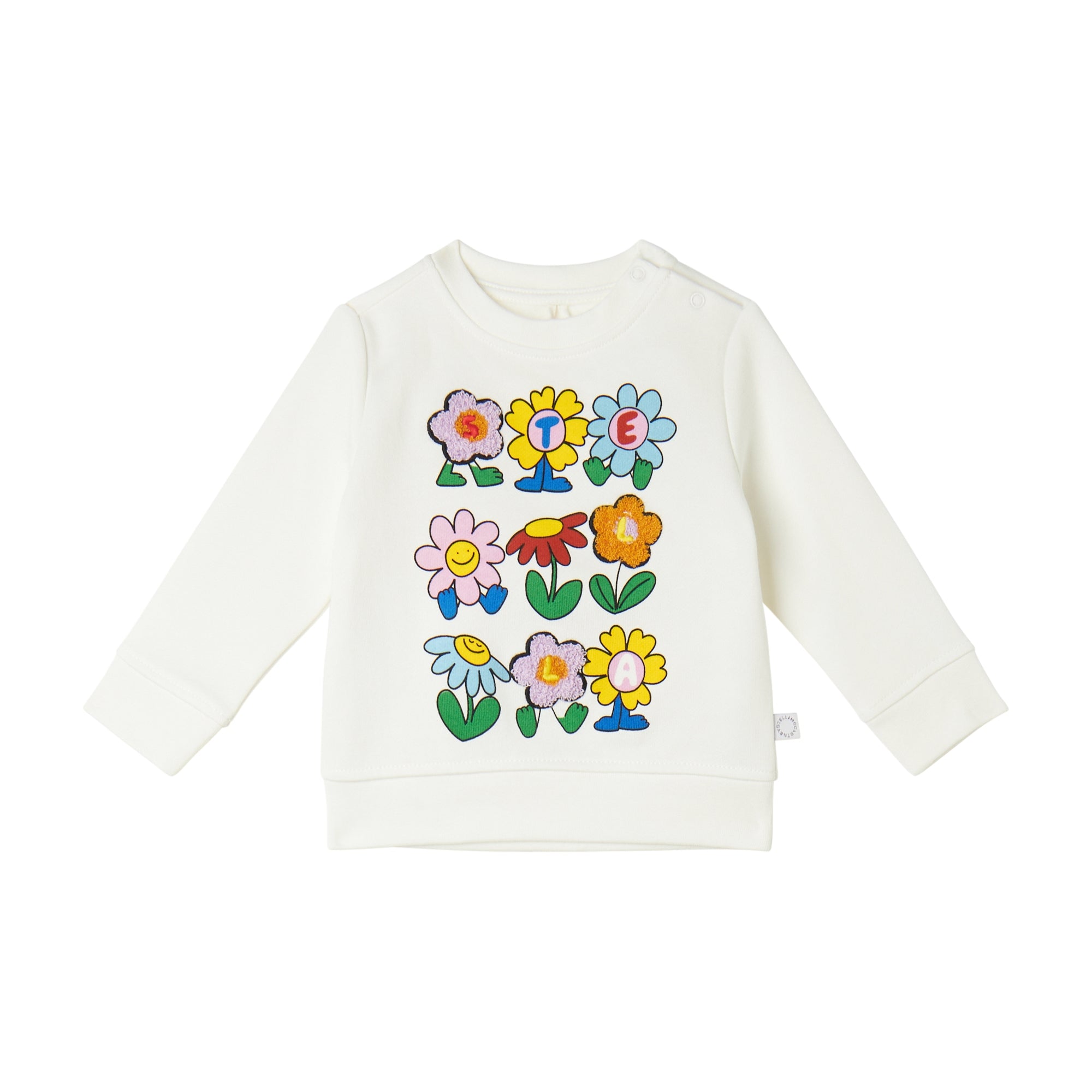Stella McCartney Kids-Baby Girl Sweatshirt With Stella Lettering Flowers White
