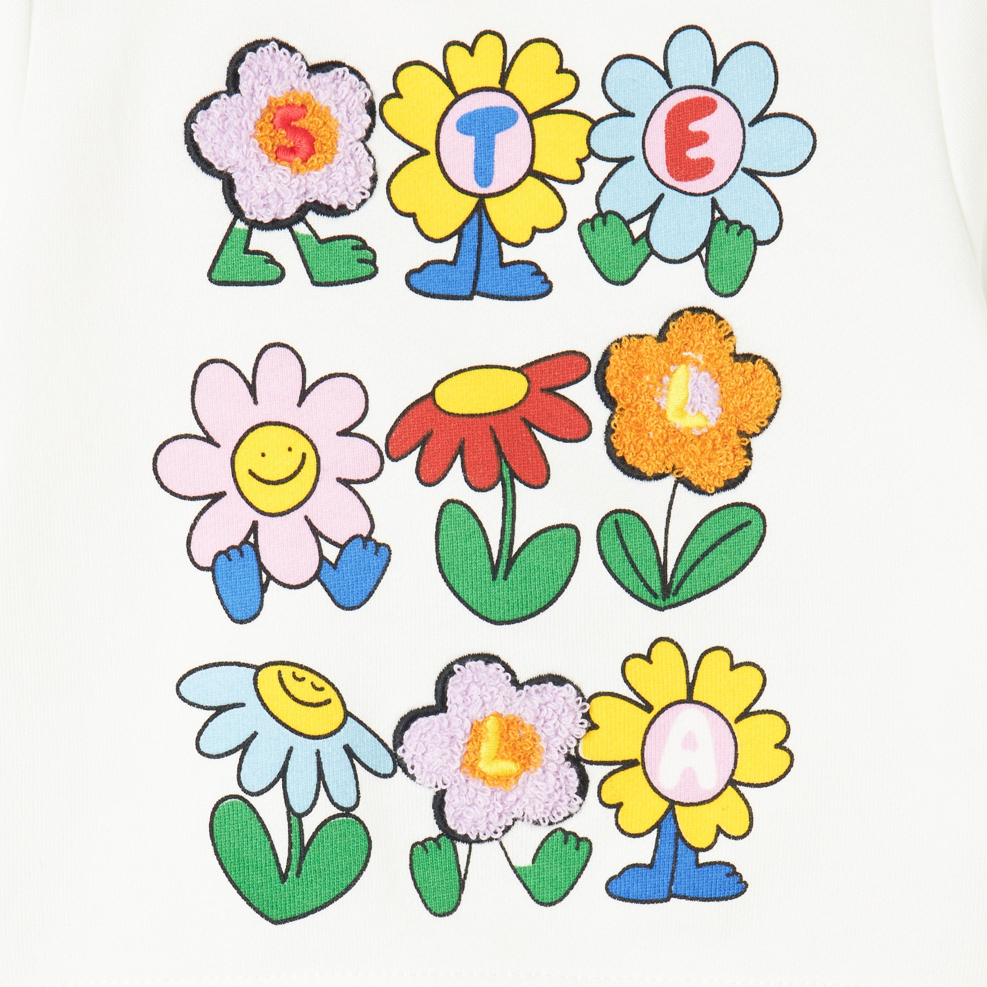 Stella McCartney Kids-Baby Girl Sweatshirt With Stella Lettering Flowers White