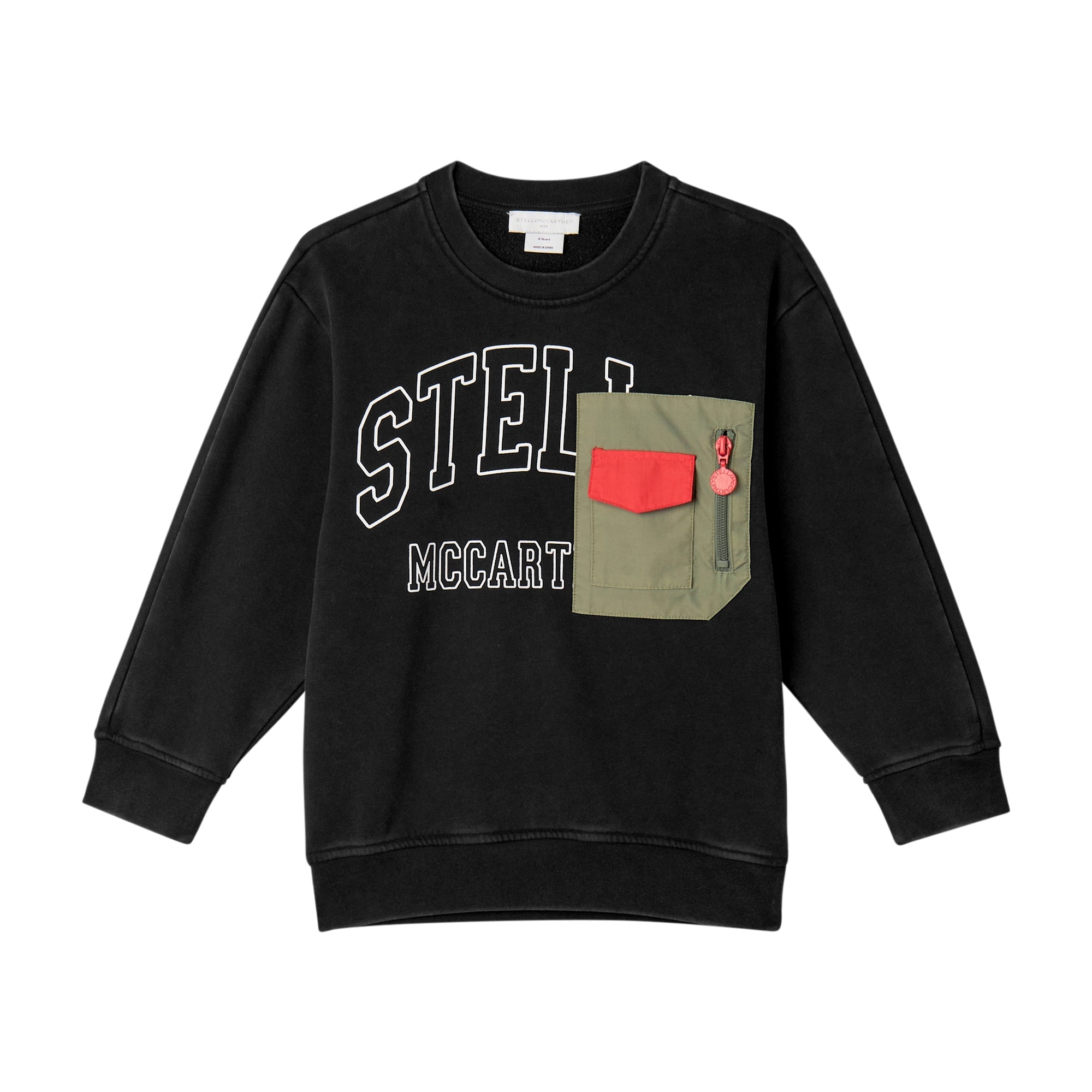 Stella McCartney Kids-Boy Sweatshirt With Stella Logo Print And Pocket Black