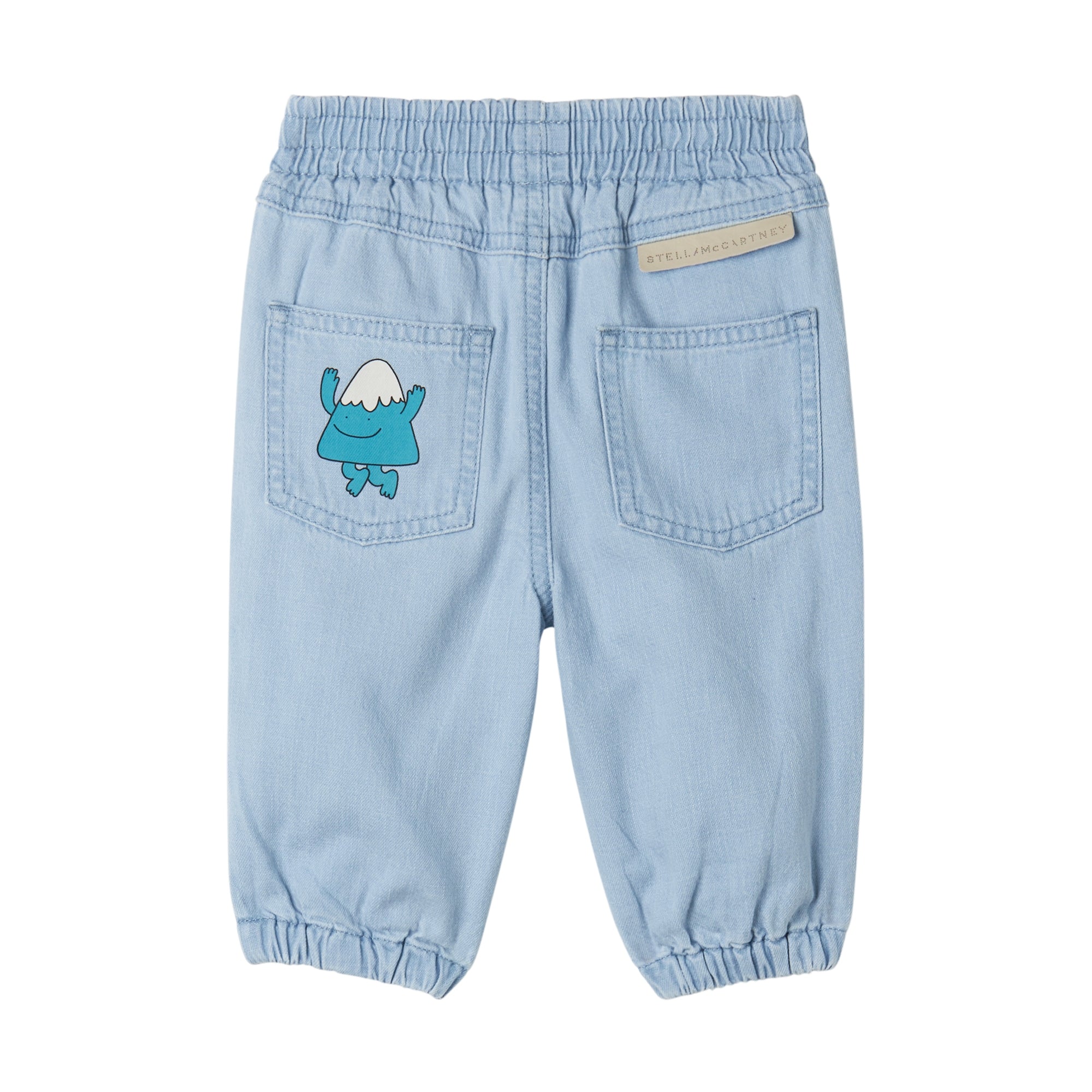 Stella McCartney Kids-Baby Boy Denim Pants With Stay Earthy Gang Print Blue