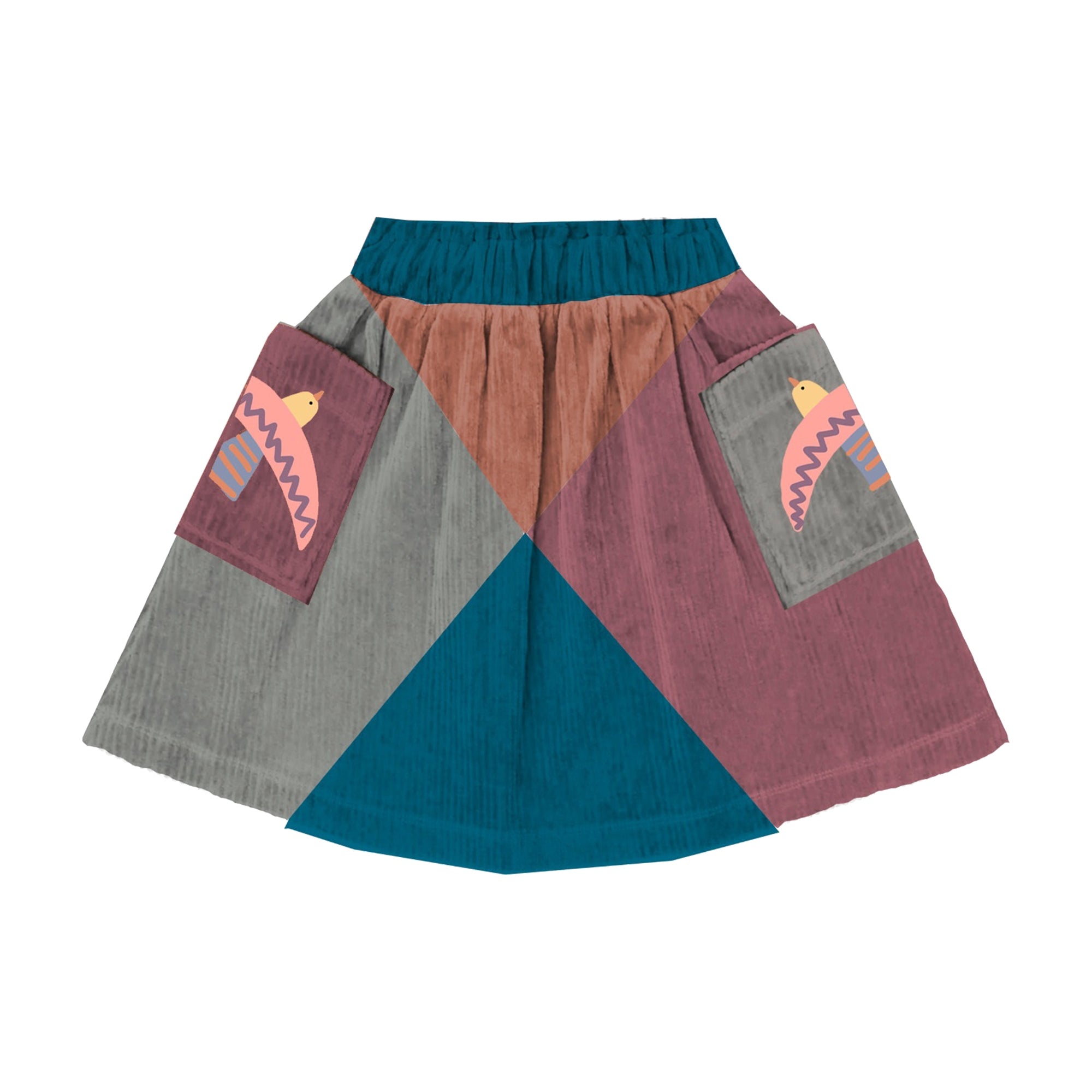 Stella McCartney Kids-Girl Corduroy Skirt With Birds Patch Multi