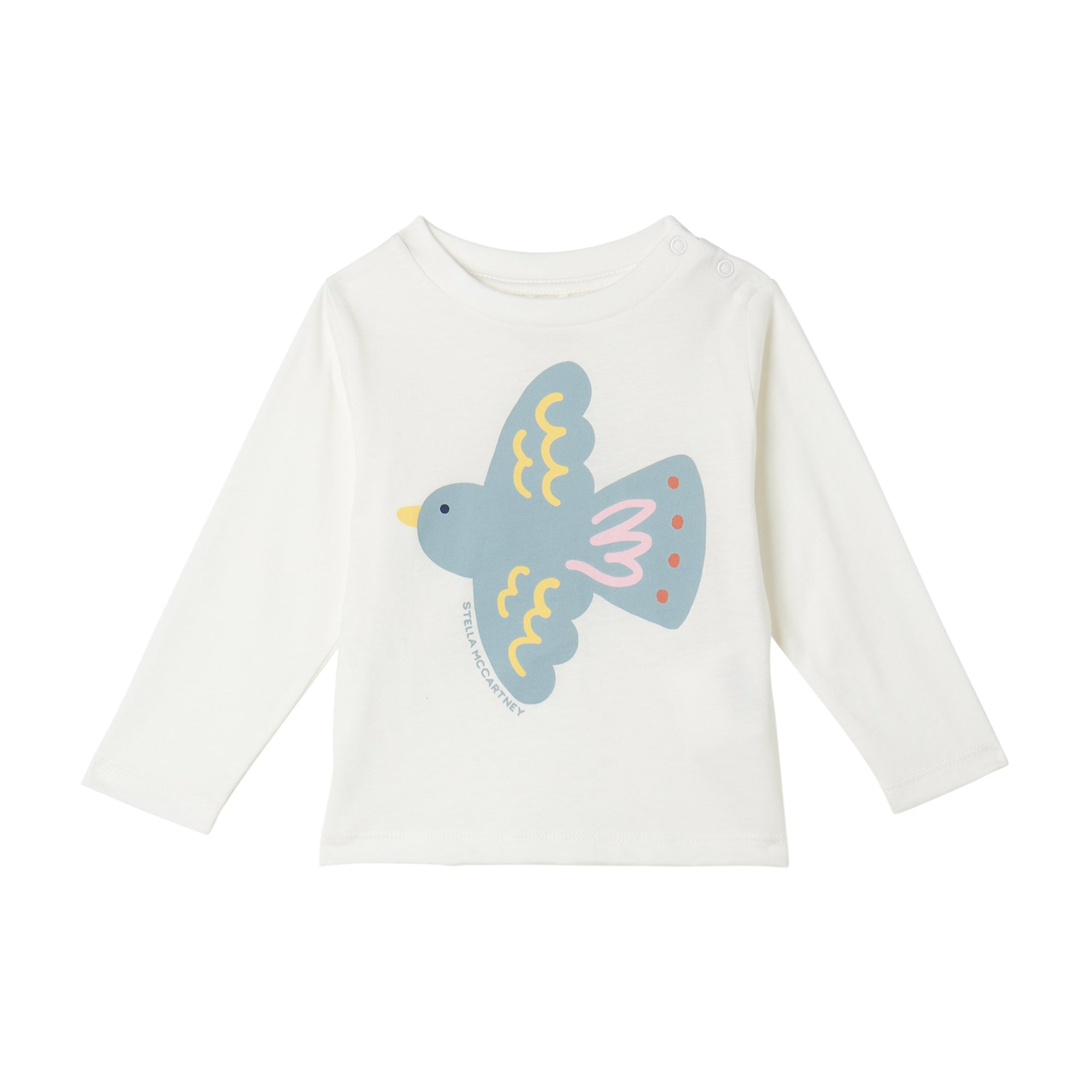 Stella McCartney Kids-Baby Girl Ls T-Shirt With Bird Print White