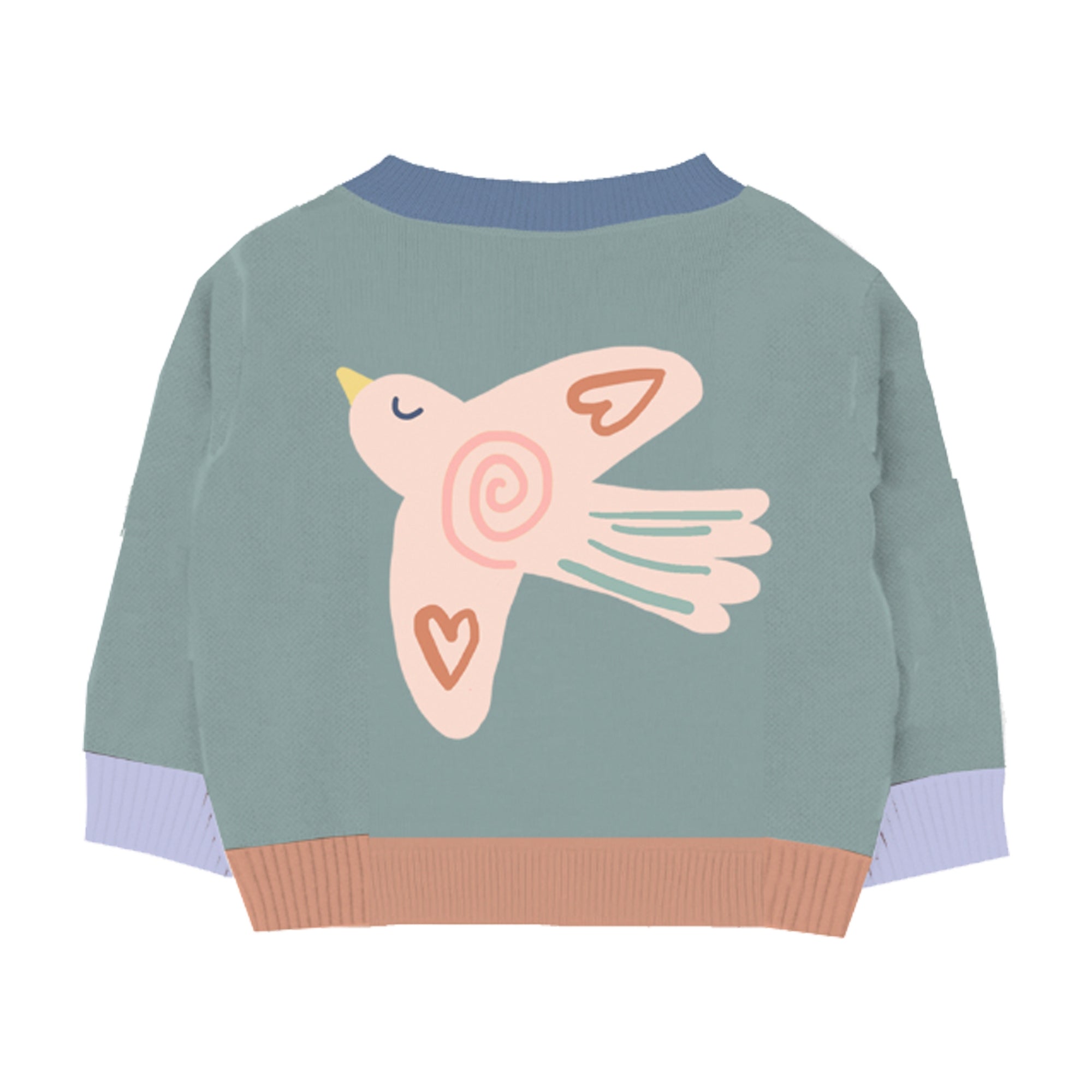 Stella McCartney Kids-Baby Girl Cardigan With Birds Patch Sage