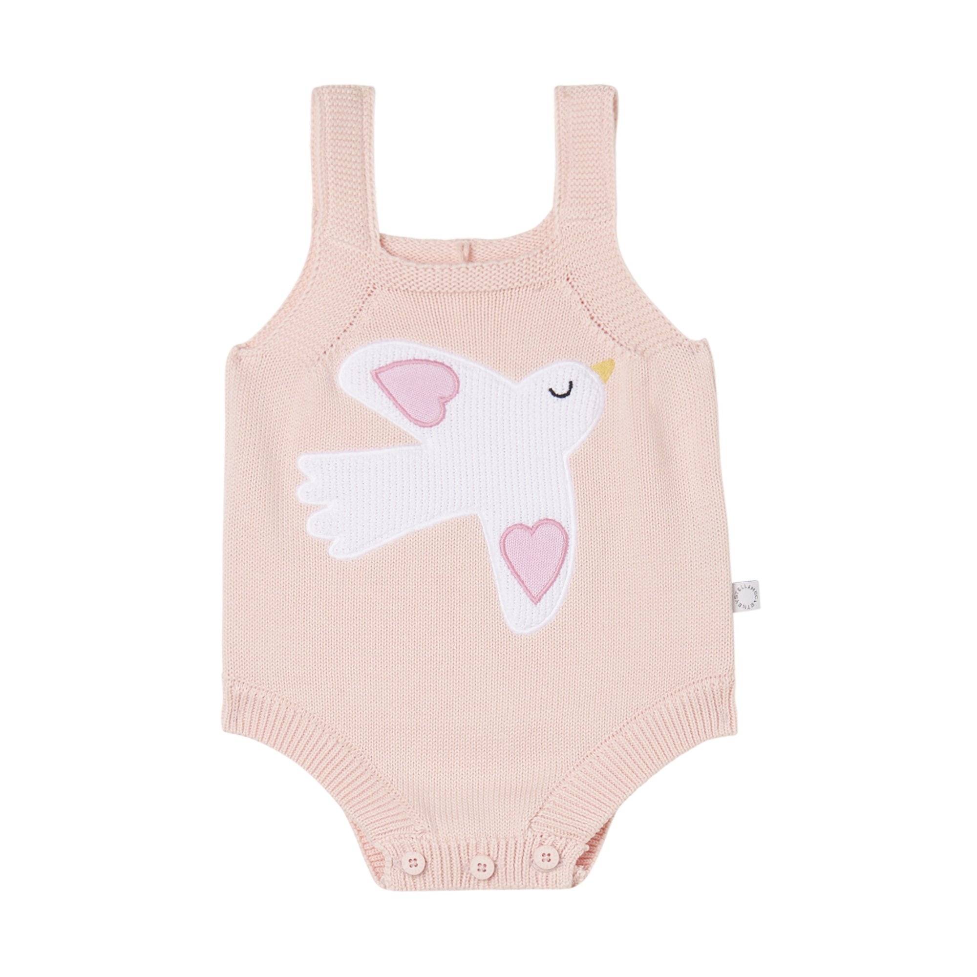 Stella McCartney Kids-Baby Girl Knit Body With Bird Patch Pink
