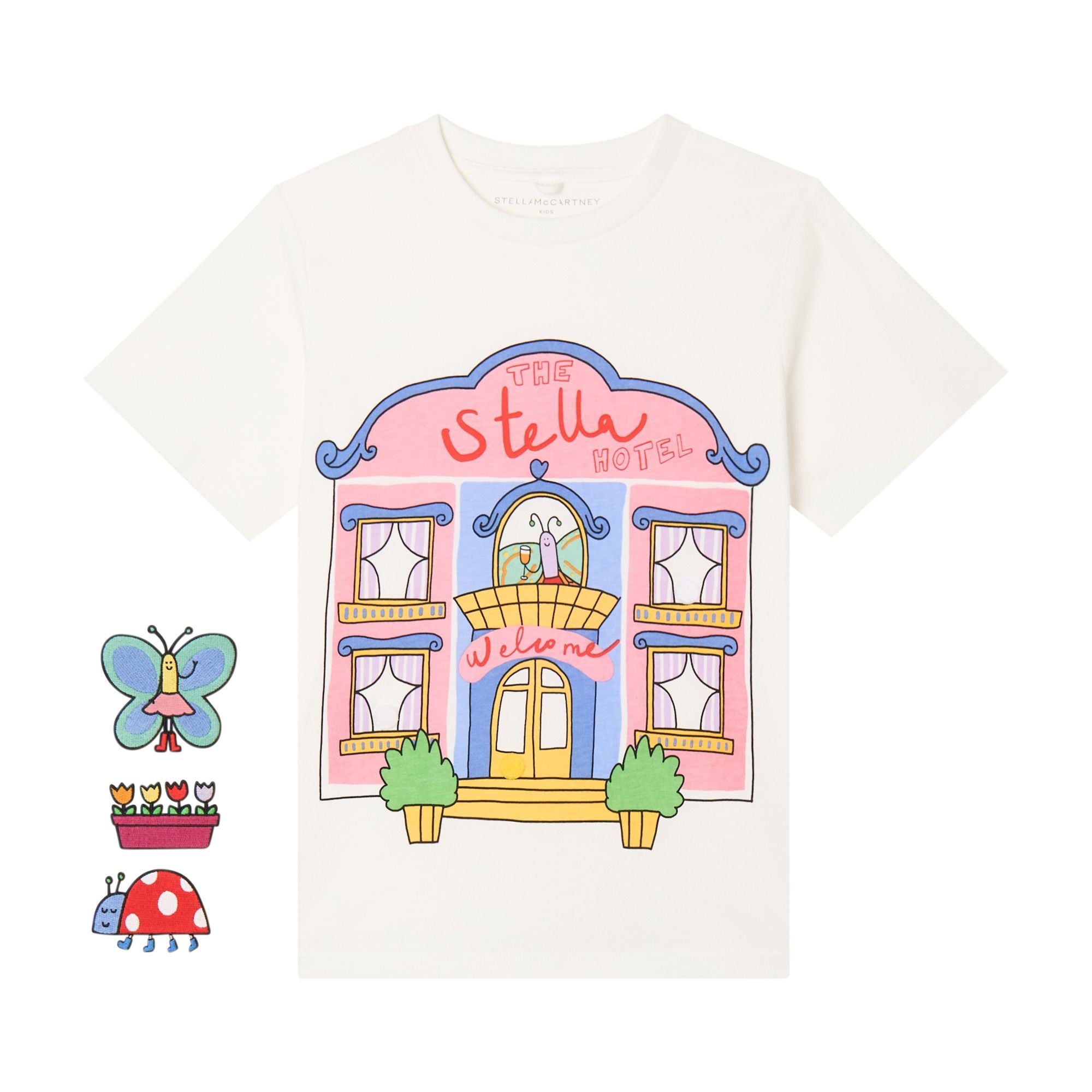 Stella McCartney Kids-Girl Ss Stella Hotel T-Shirt With Detachable Badge
