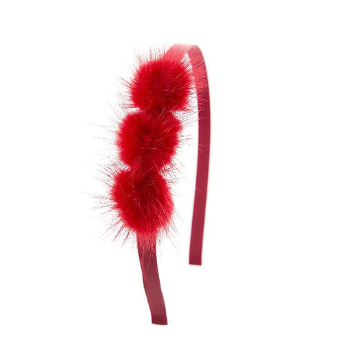 Olilia-Mink Triple Puff Hard Headband-Scarlet