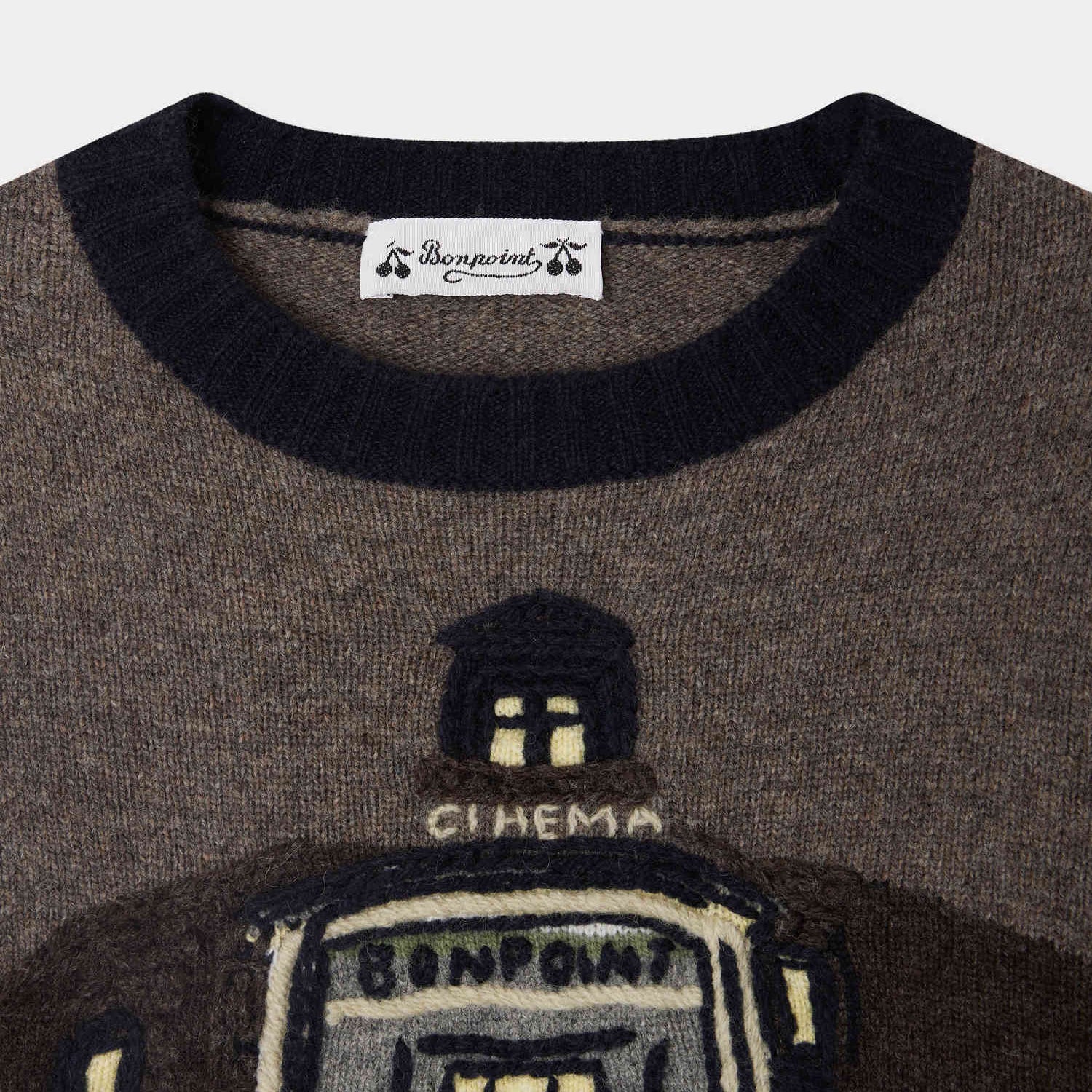 Bonpoint-Jean jacquard sweater with Bonpoint cinema design in wool