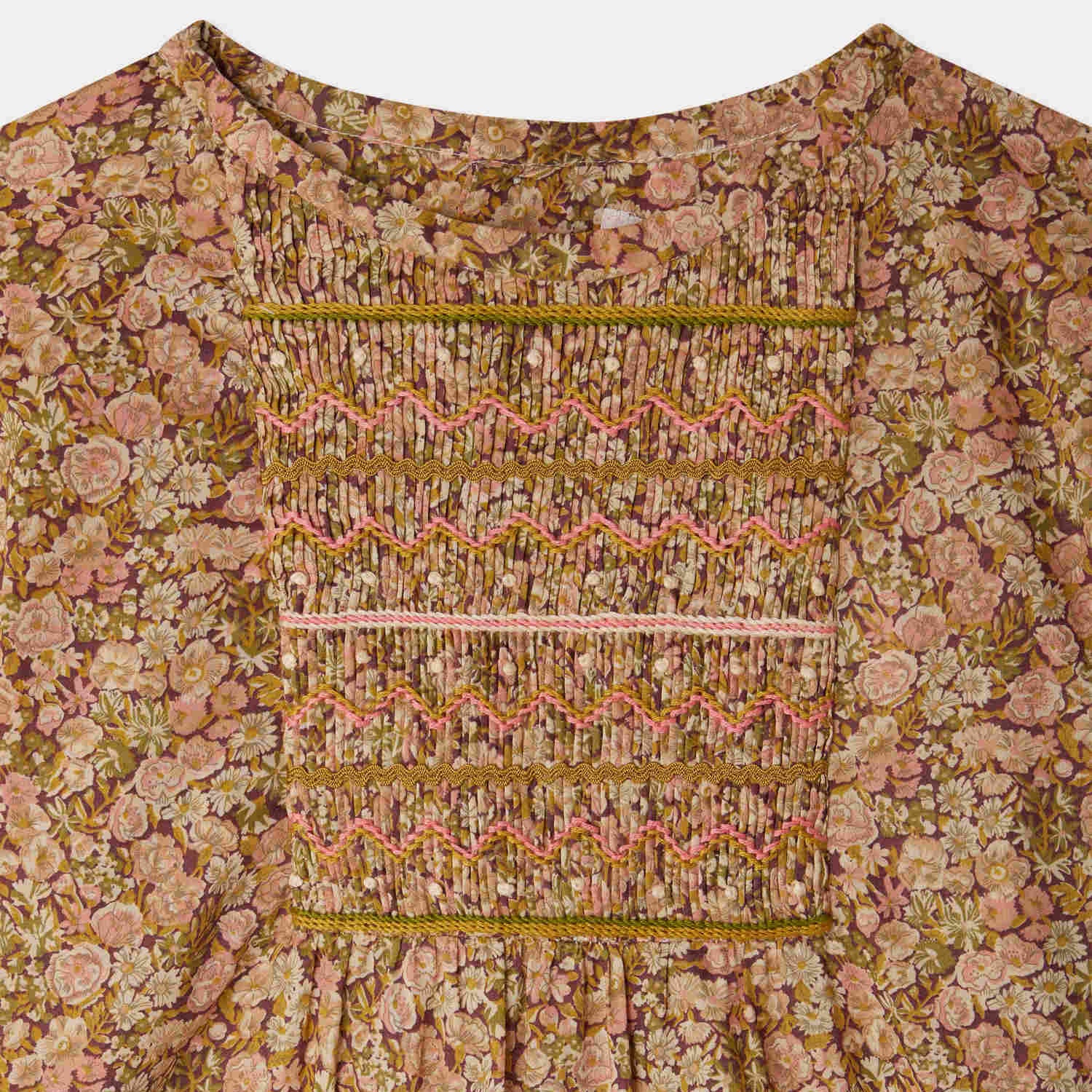 Bonpoint-Juliette Blouse Smocked and Embroidered In Liberty Fabric