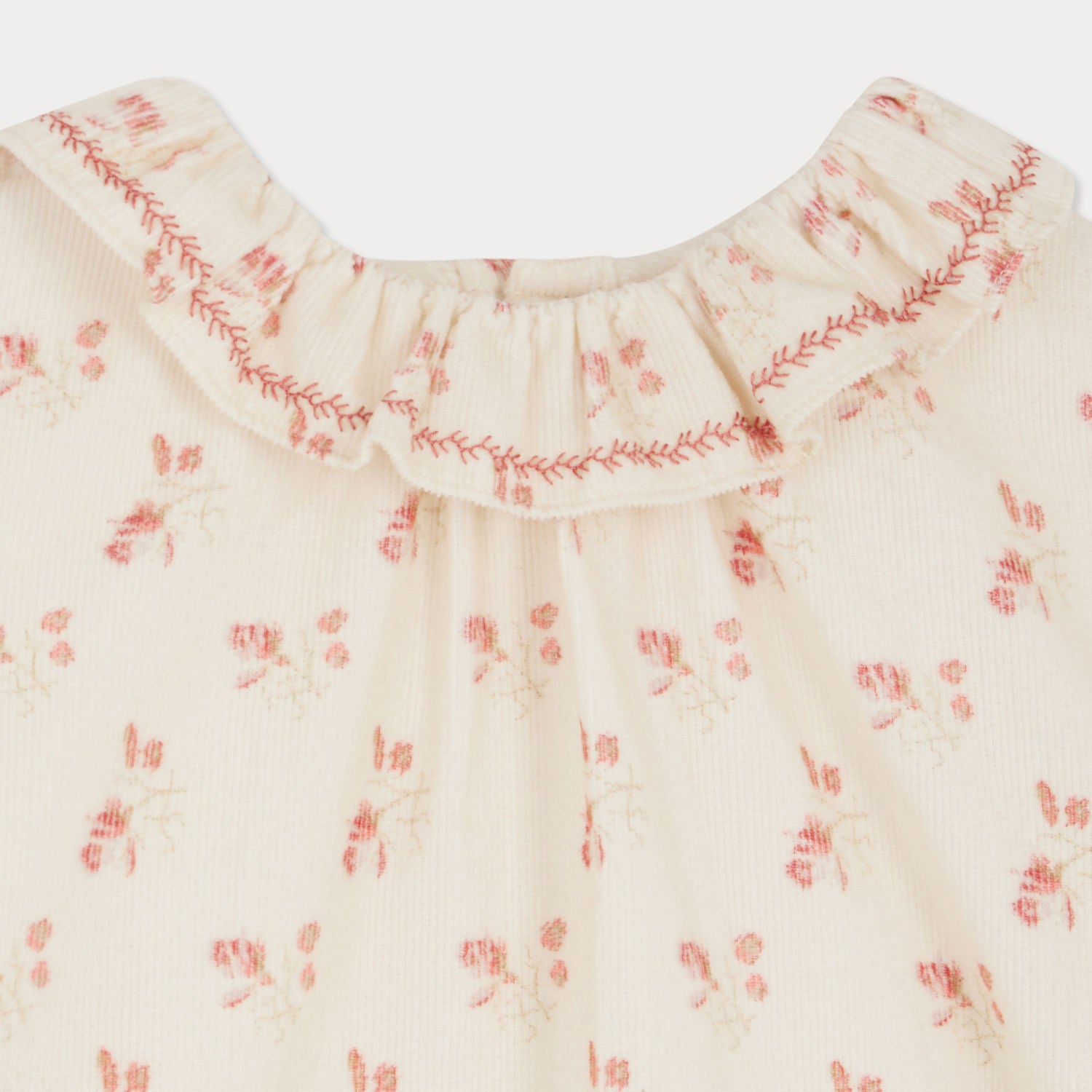 Bonpoint-Timber blouse in printed velvet with cherry embroidery