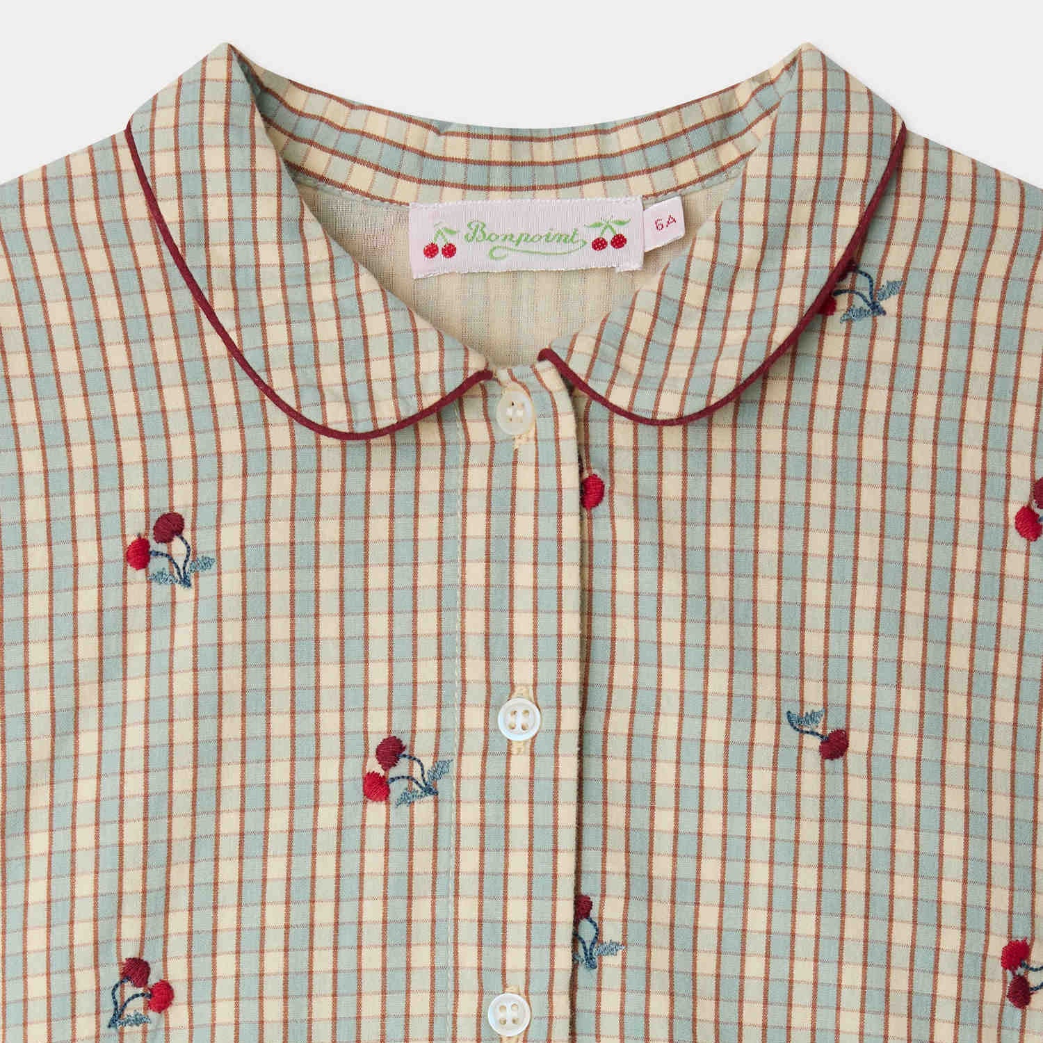 Bonpoint-Janessa dress in organic cotton with cherry embroidery