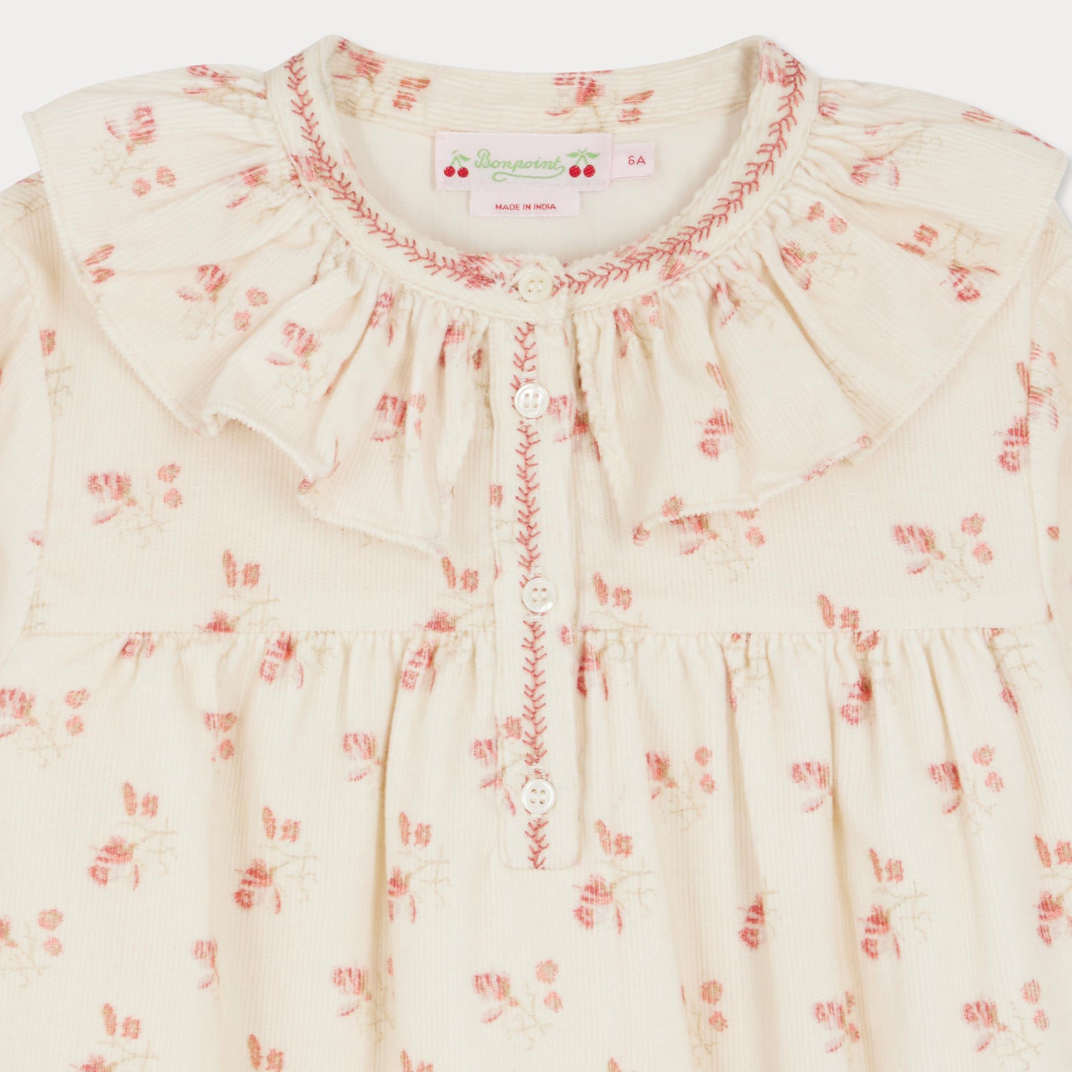 Bonpoint-Joana dress with embroidered velvet collar and cuffs