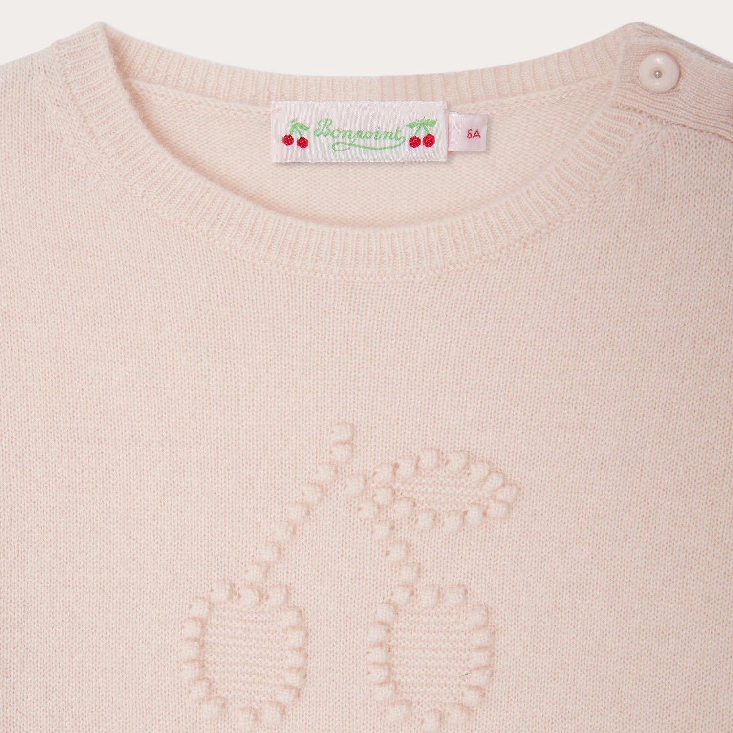 Bonpoint-Jaana cashmere sweater in pink with cherry embroidery