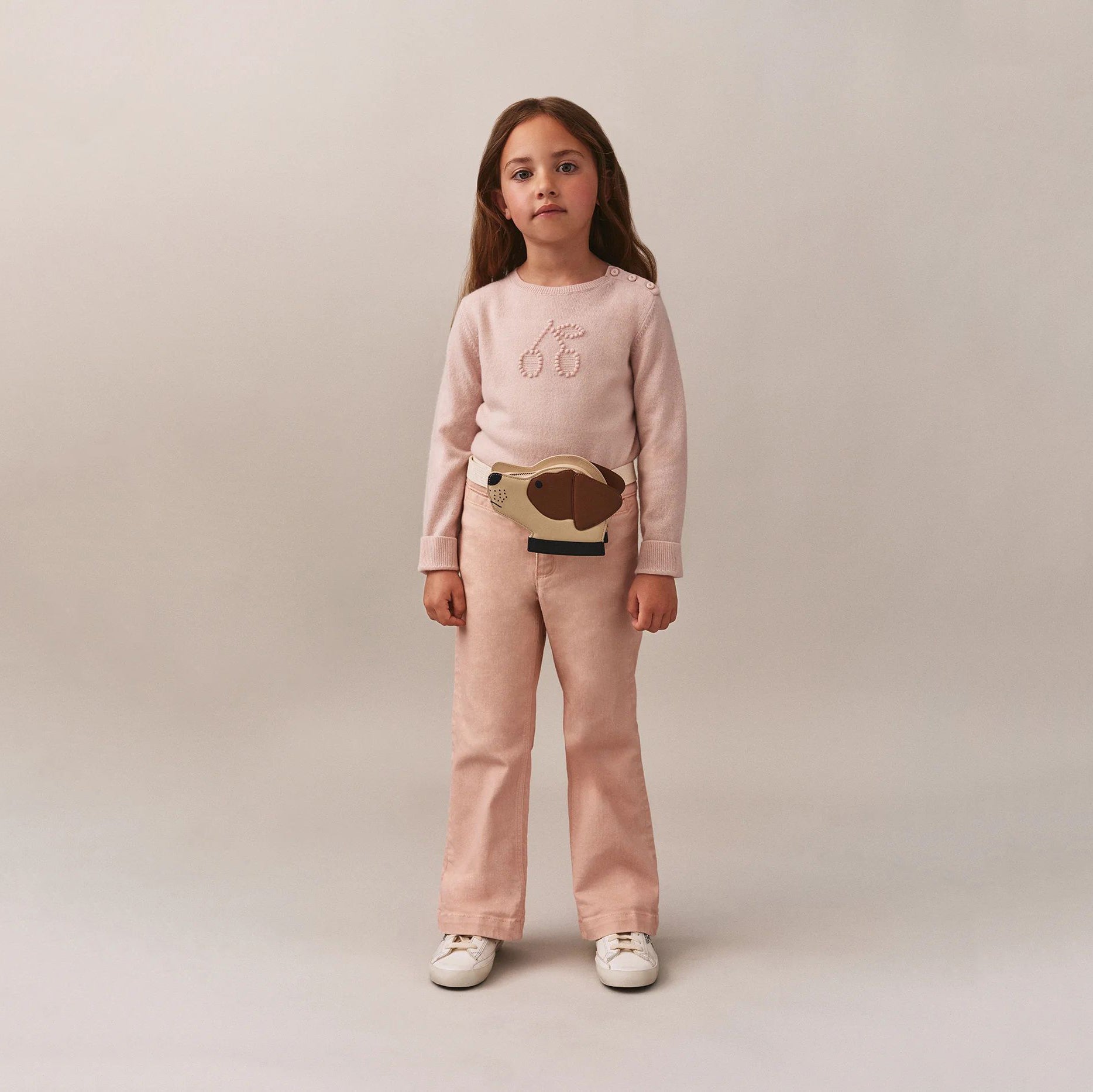 Bonpoint-Jaana cashmere sweater in pink with cherry embroidery