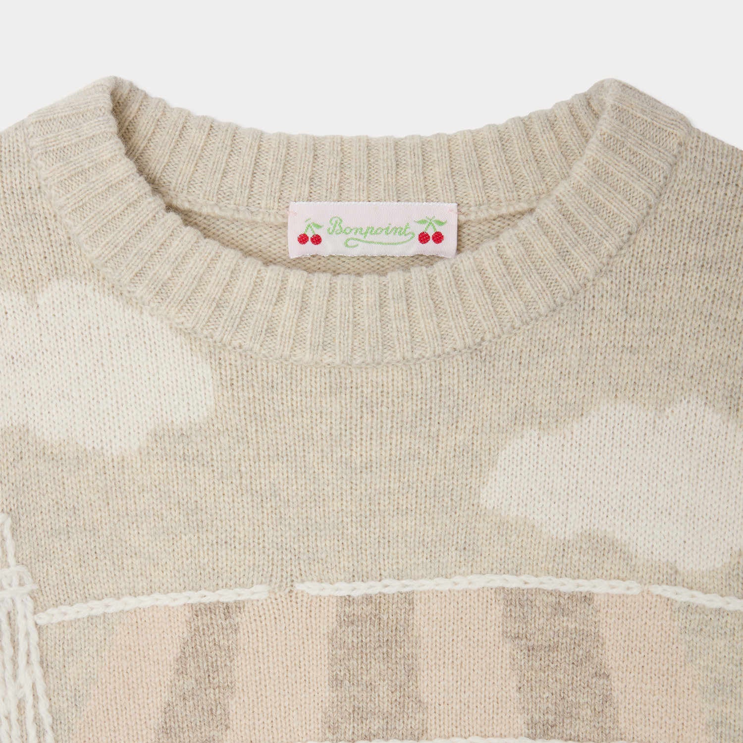 Bonpoint-Jodora sweater in jacquard and hand embroidery Café Bonpoint
