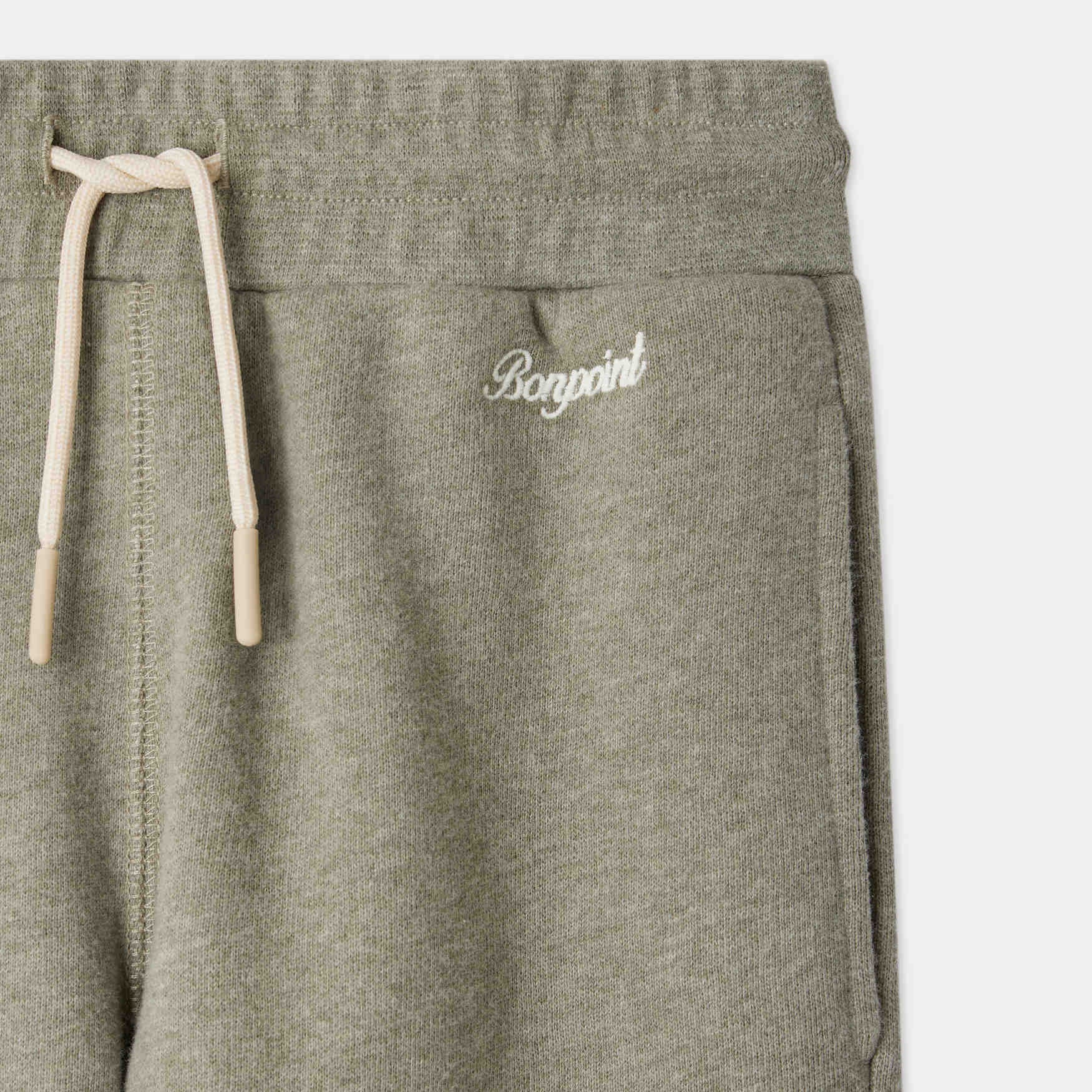 Bonpoint-Tidji jogging pants with elasticated waistband in green organic cotton