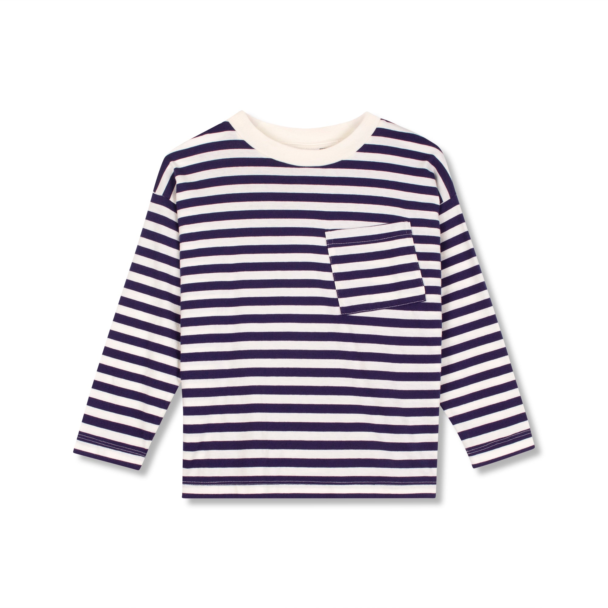 Wynken-Kids Wynken Long Sleeve Pocket Tee Organic Cotton Night Navy / Ecru