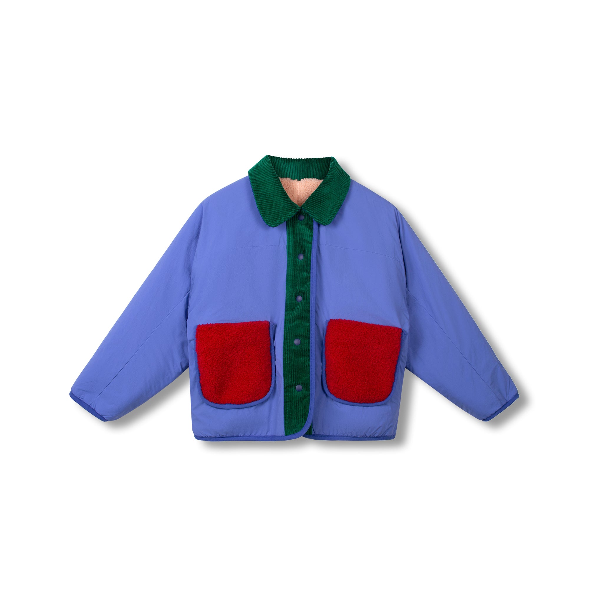 Wynken-Kids Fuzzy Reversible Jacket Blue Ode To Rose