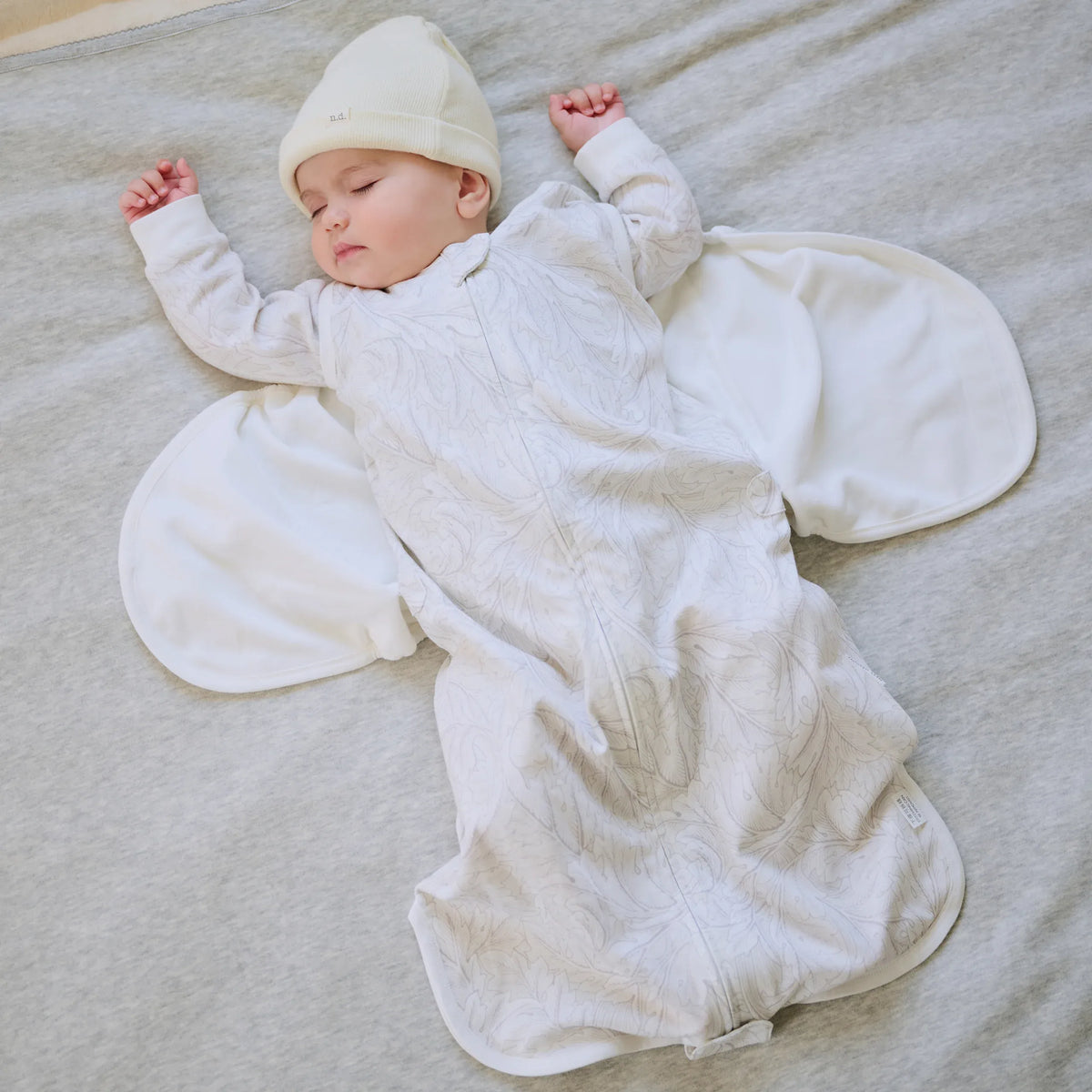 Nest Designs-0.5 TOG Swaddle Sleep Bag Acanthus Fired Biscuit