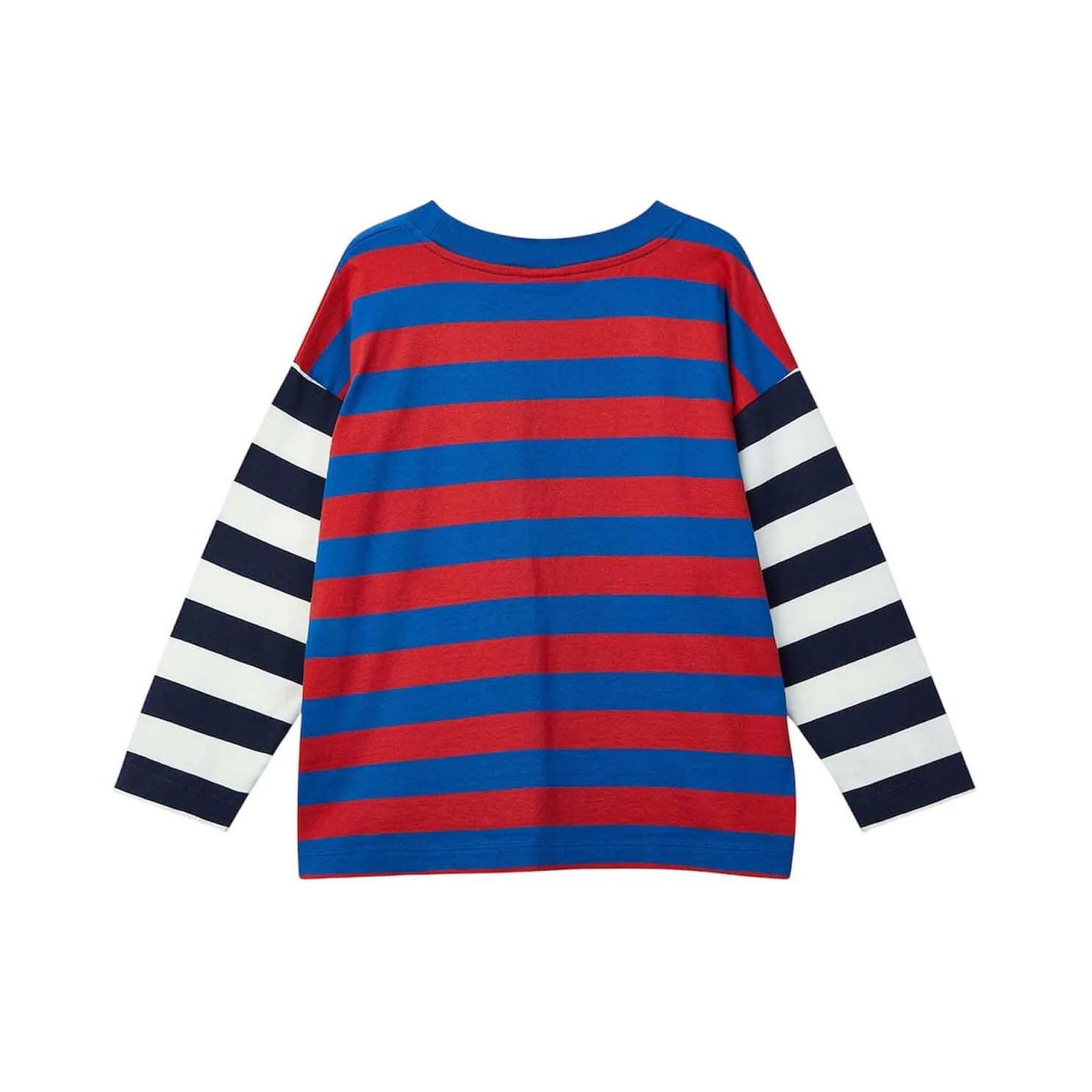 Wynken-Duo Stripe Tee Ladybird Blue
