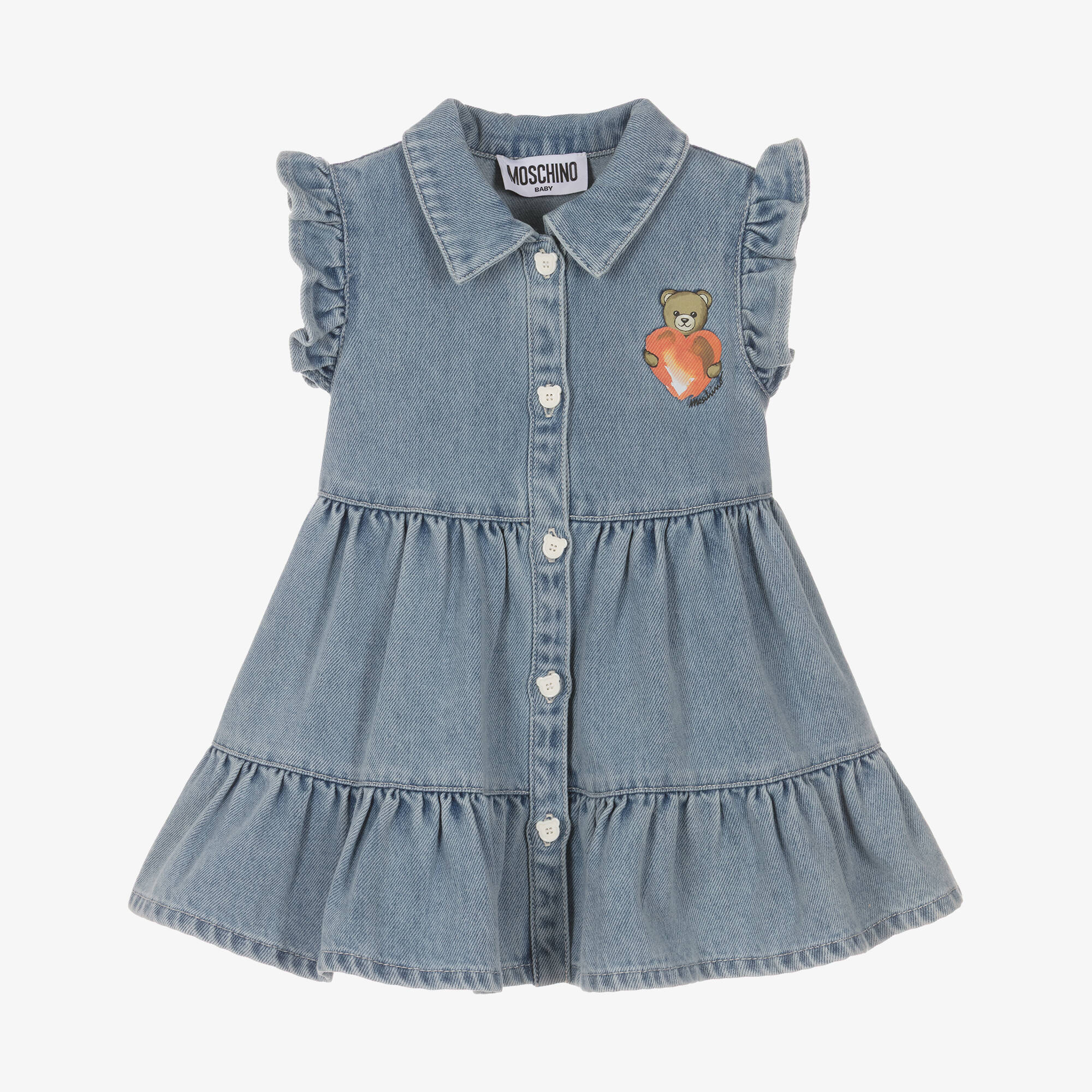 Moschino-Baby Girls Denim Dress Iced Blue