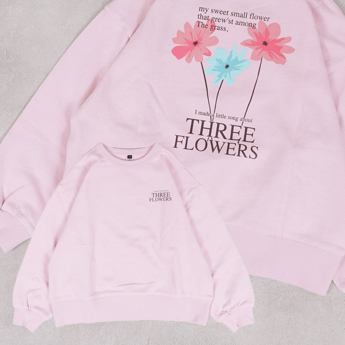 Markey's-Print Crew Neck Sweatshirt Pink