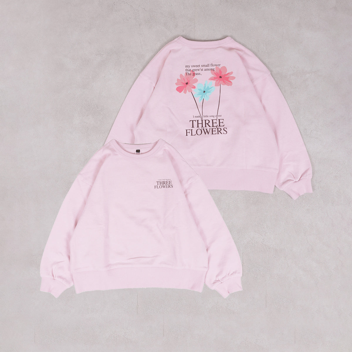 Markey's-Print Crew Neck Sweatshirt Pink