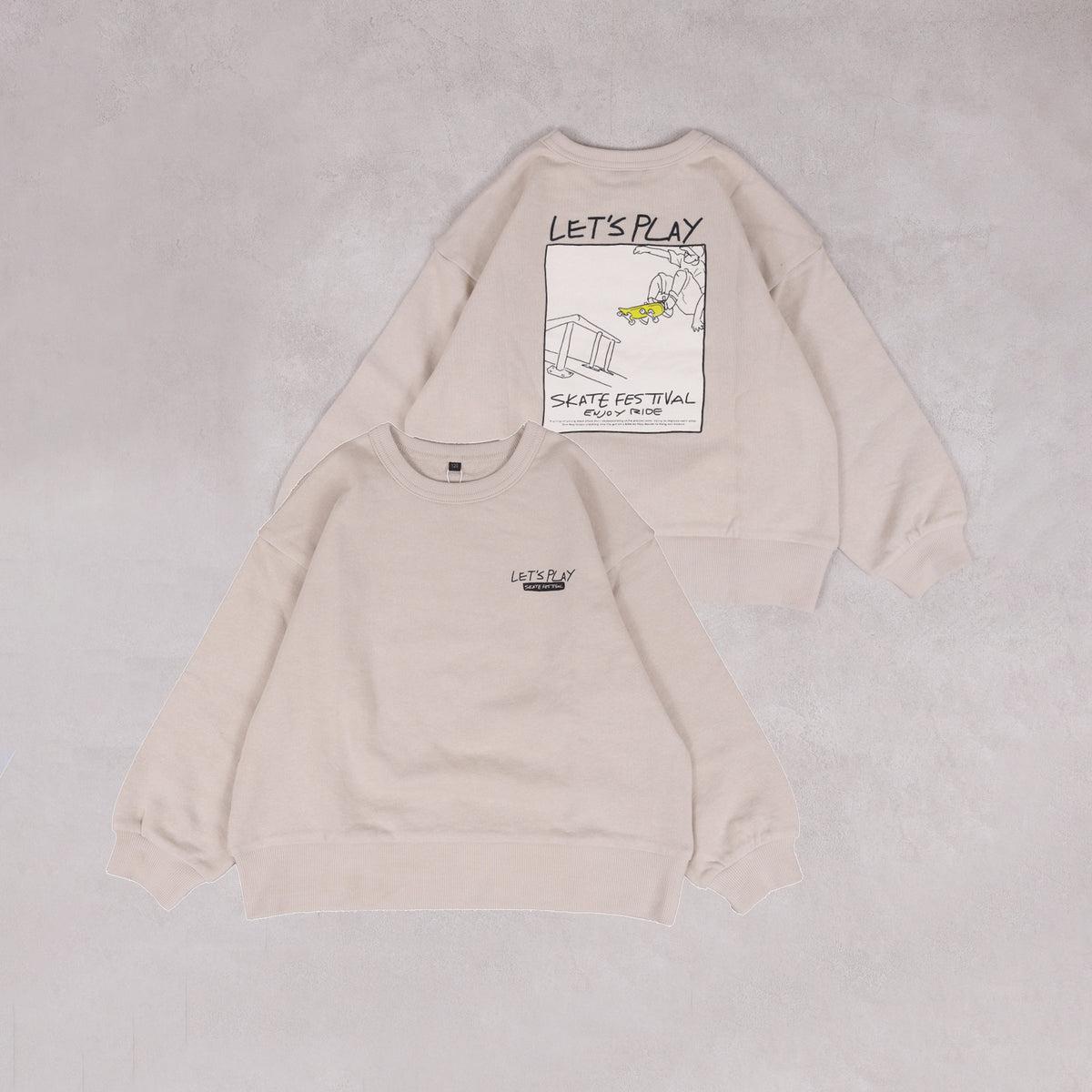Markey's-Print Crew Neck Sweatshirt Beige