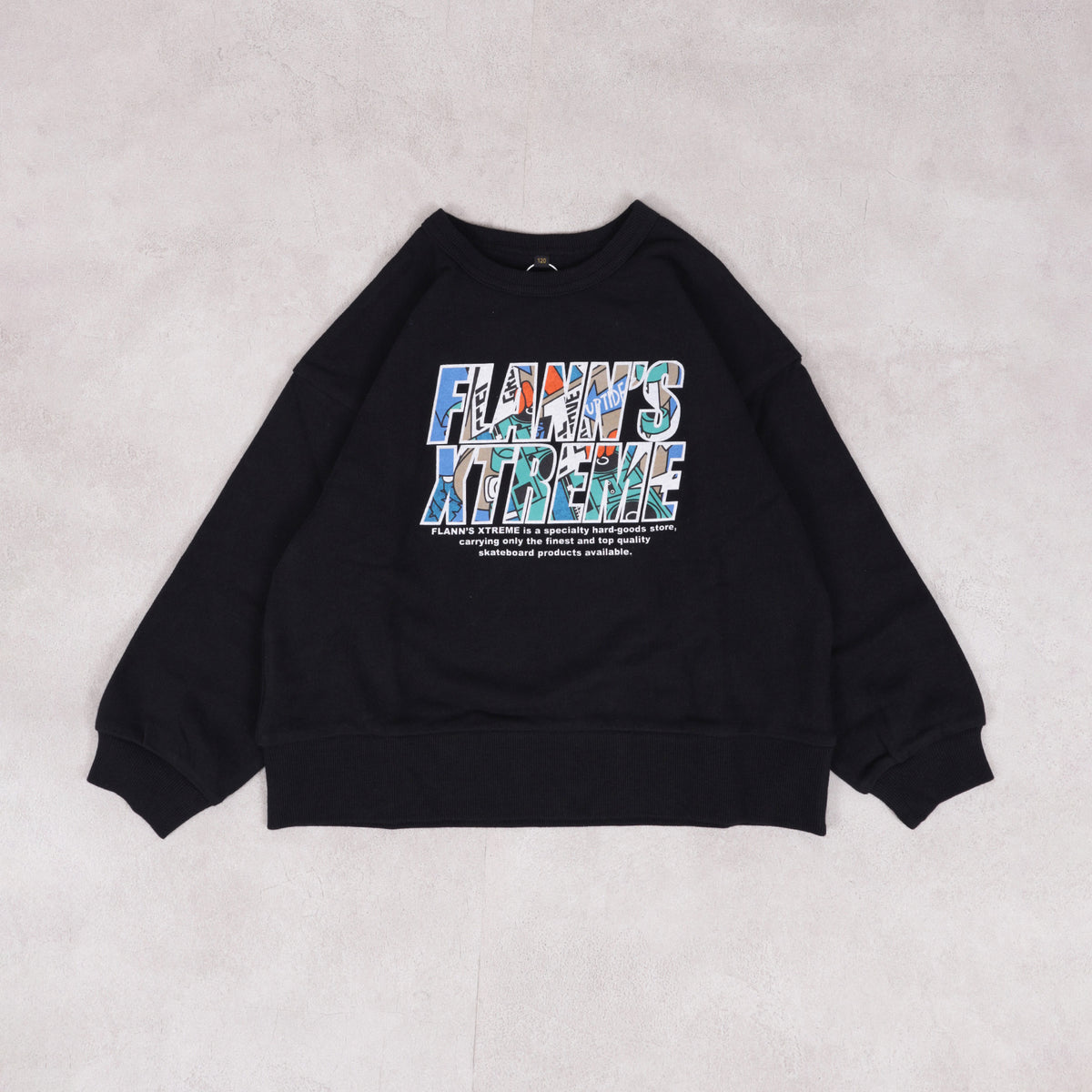 Markey's-Print Crew Neck Sweatshirt Black