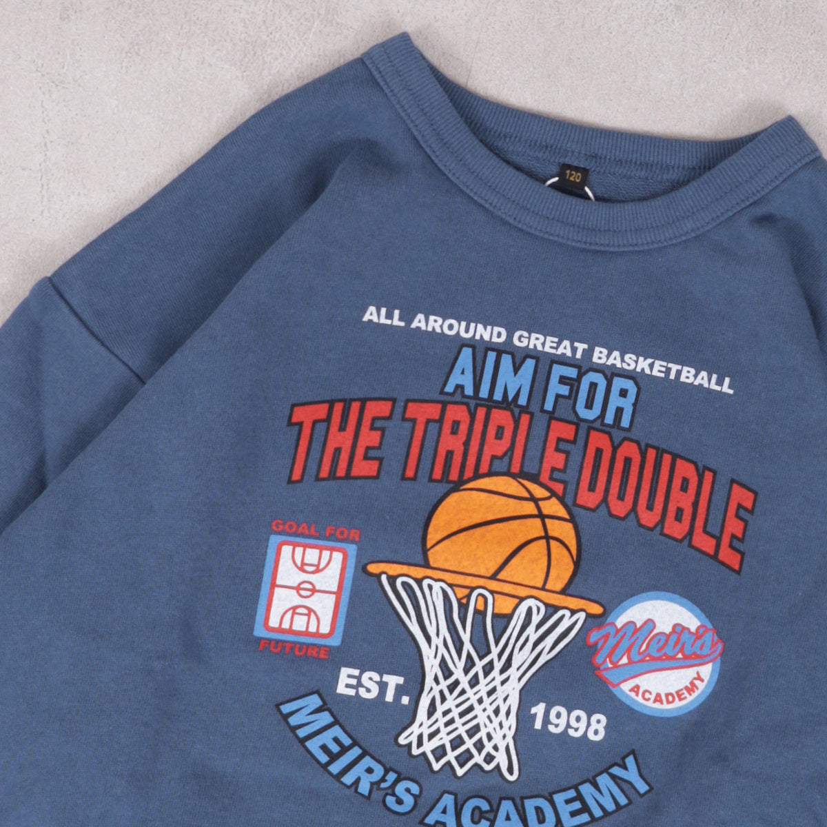 Markey's-Print Crew Neck Sweatshirt Navy