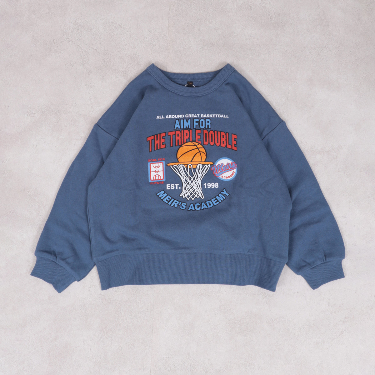 Markey's-Print Crew Neck Sweatshirt Navy