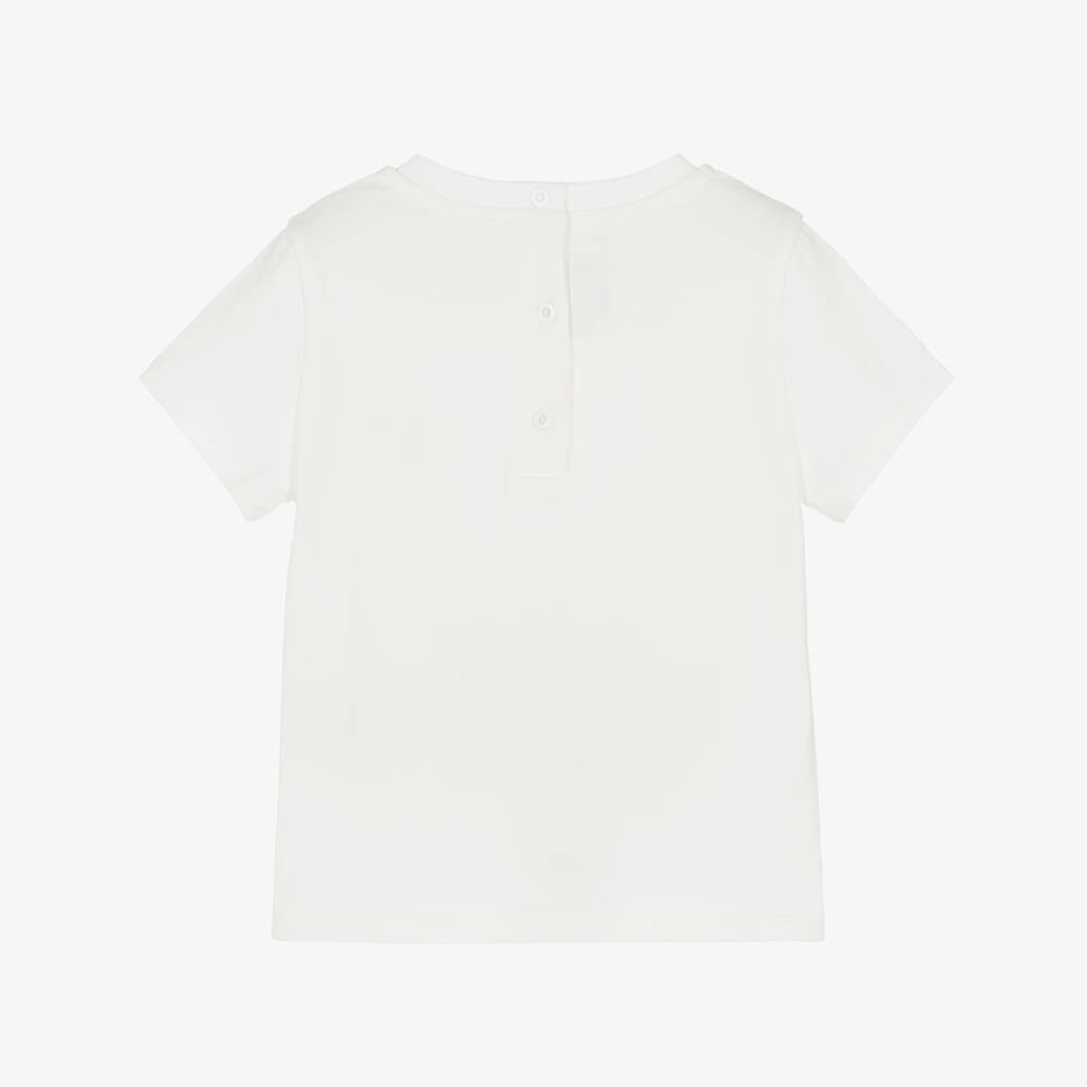 Fendi-White Baby SS Tee With FF Bear Print