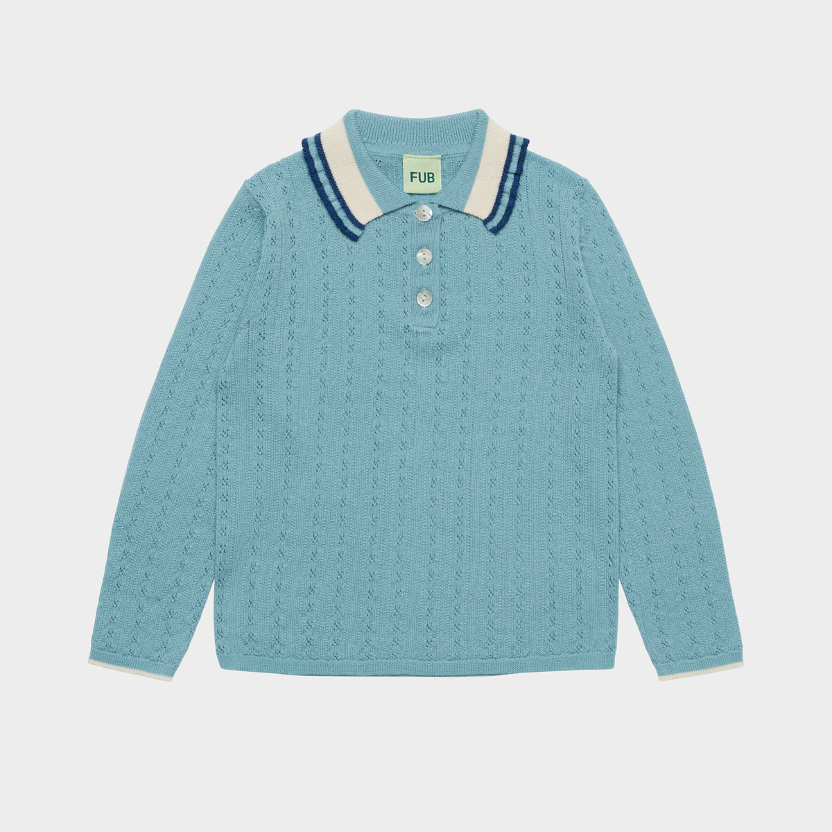 FUB-Pointelle Polo Light Teal