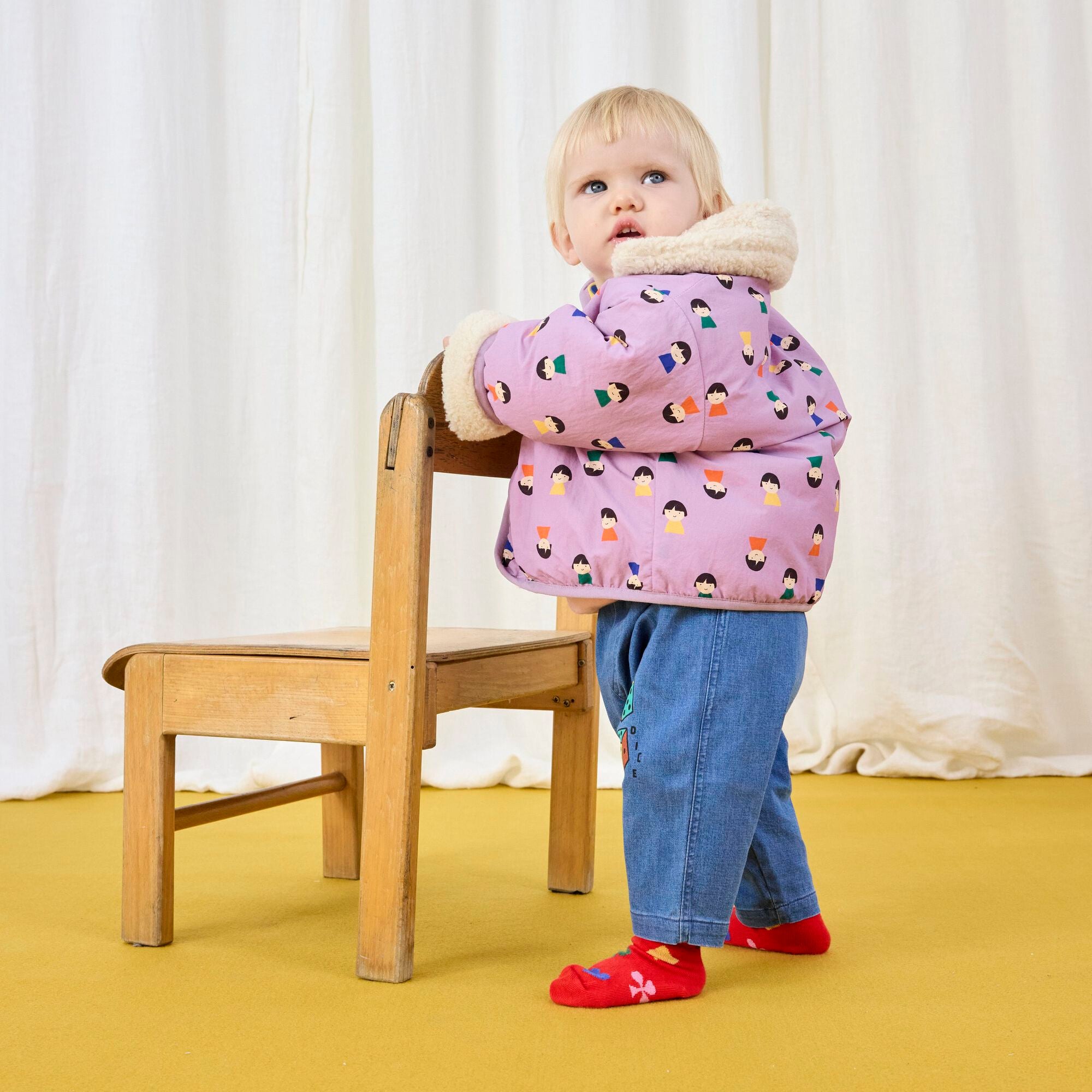 Bobo Choses-Baby Game Pawns All Over Reversible Sheepskin Jacket