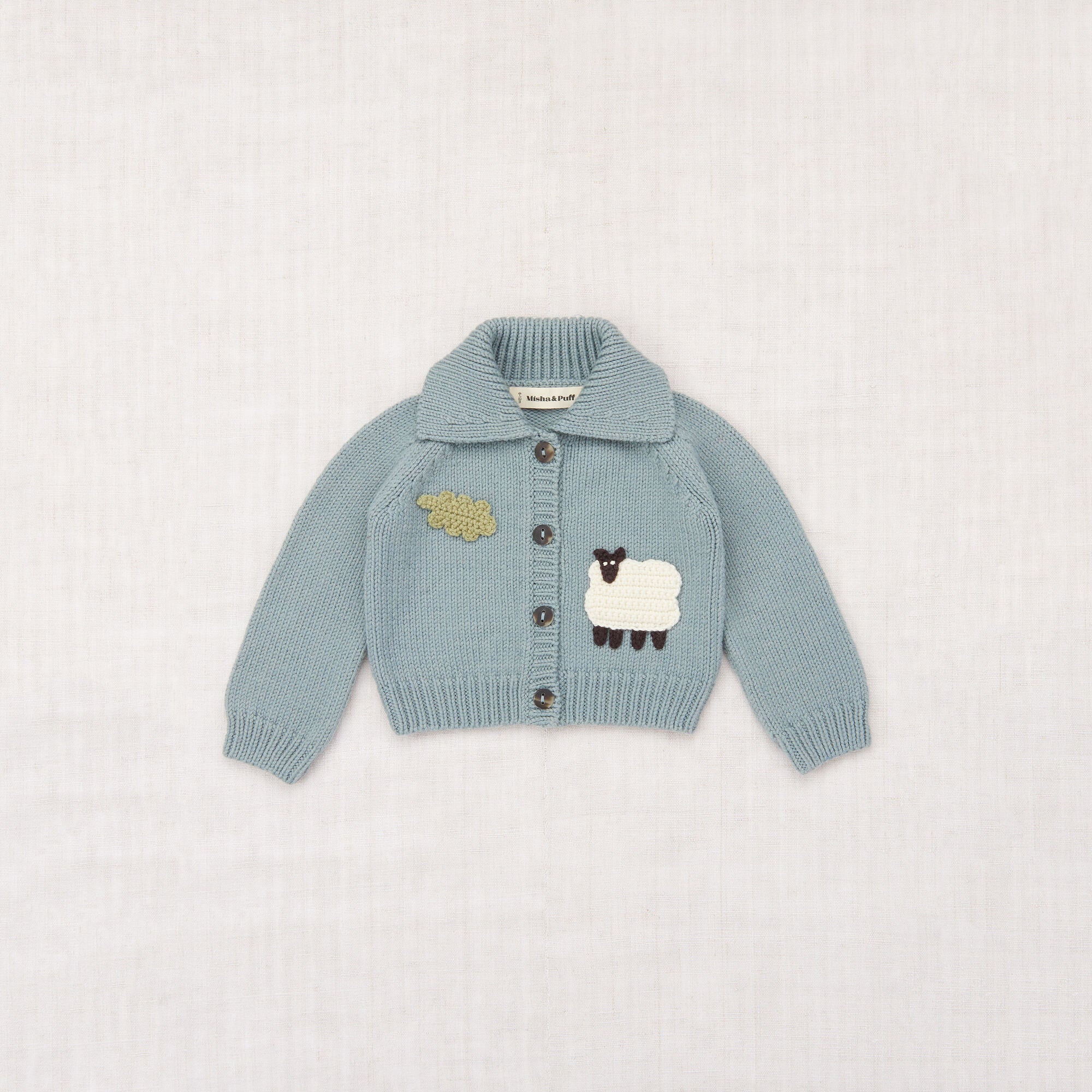 Misha & Puff-Baby Meadow Motley Cardigan Overcast