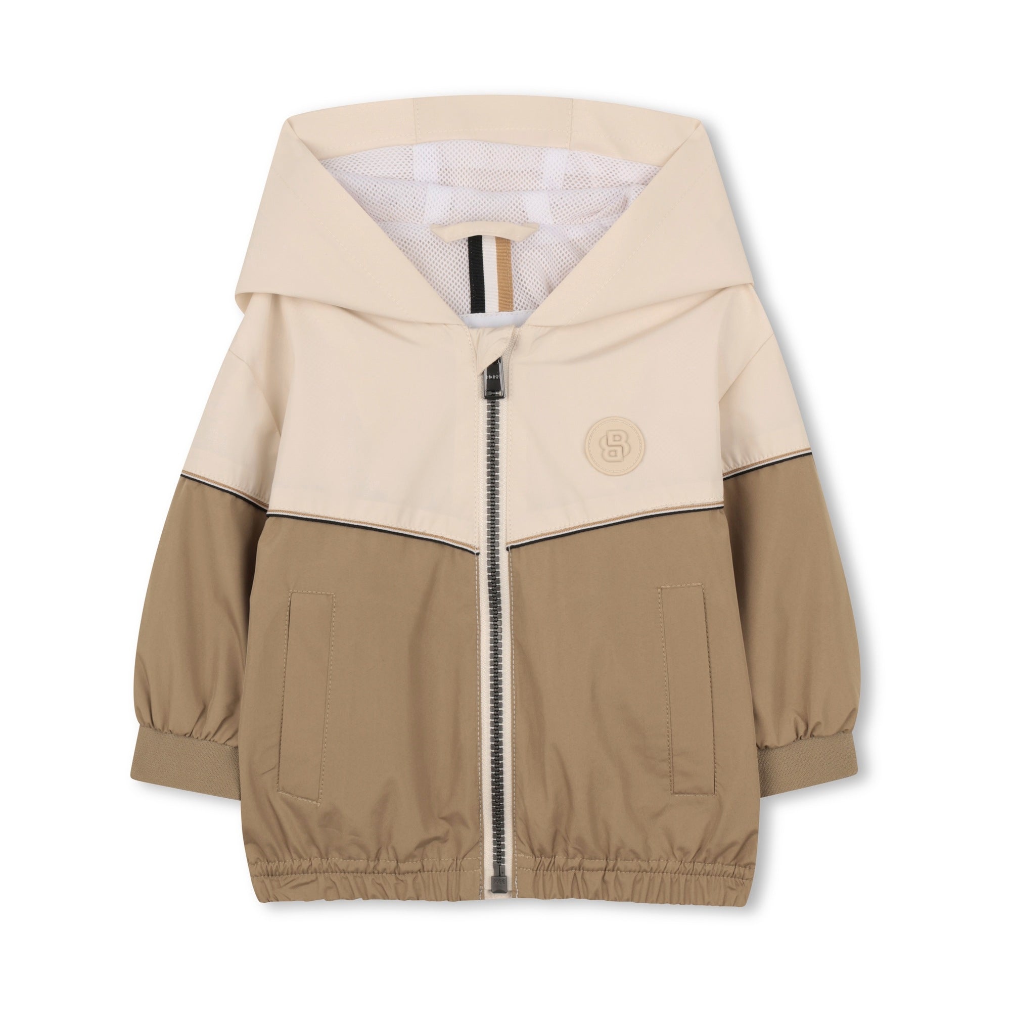 Boss-Hooded Windbreaker In Recycled Pongee Dark Stone